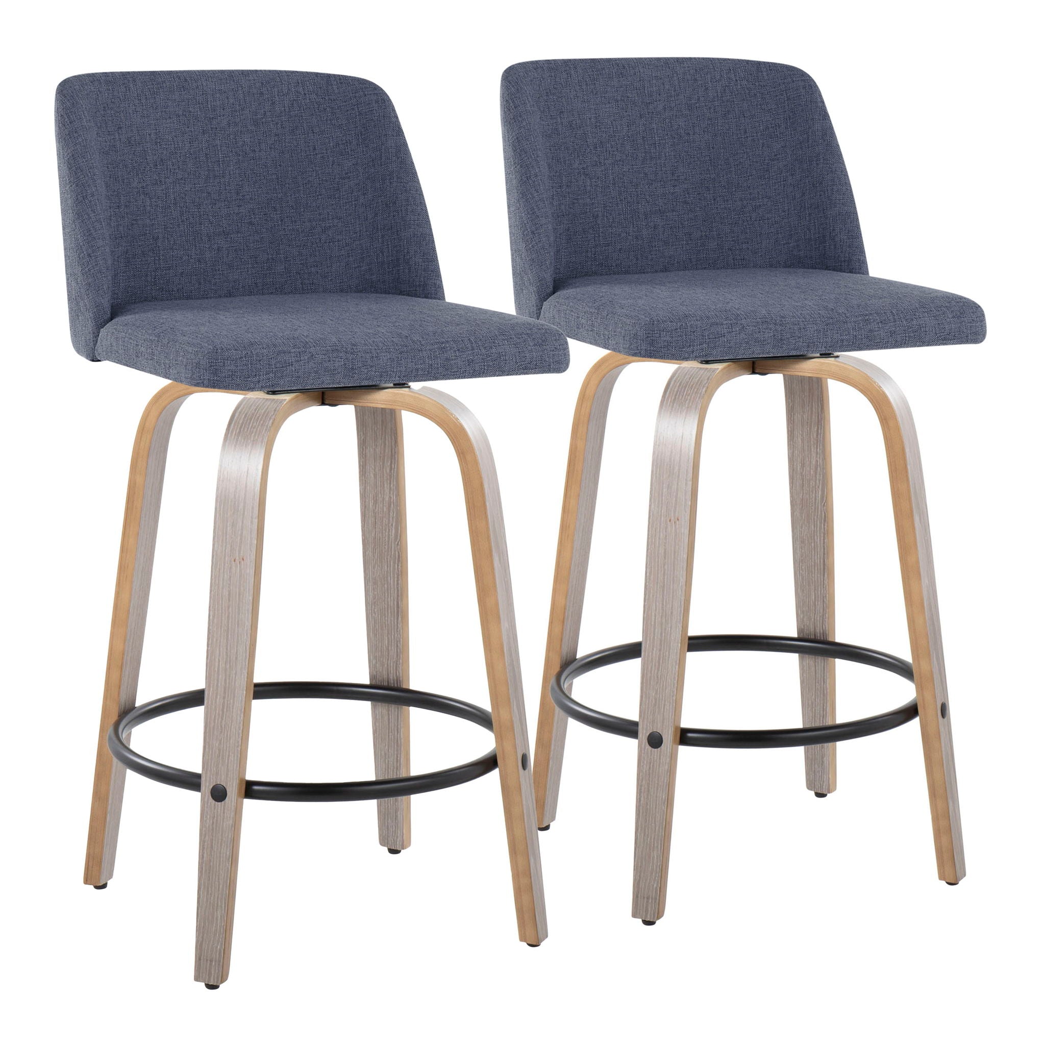 Toriano - Contemporary Fixed Height Counter Stool With Swivel & Round Footrest (Set of 2) - Best Buy Furniture
