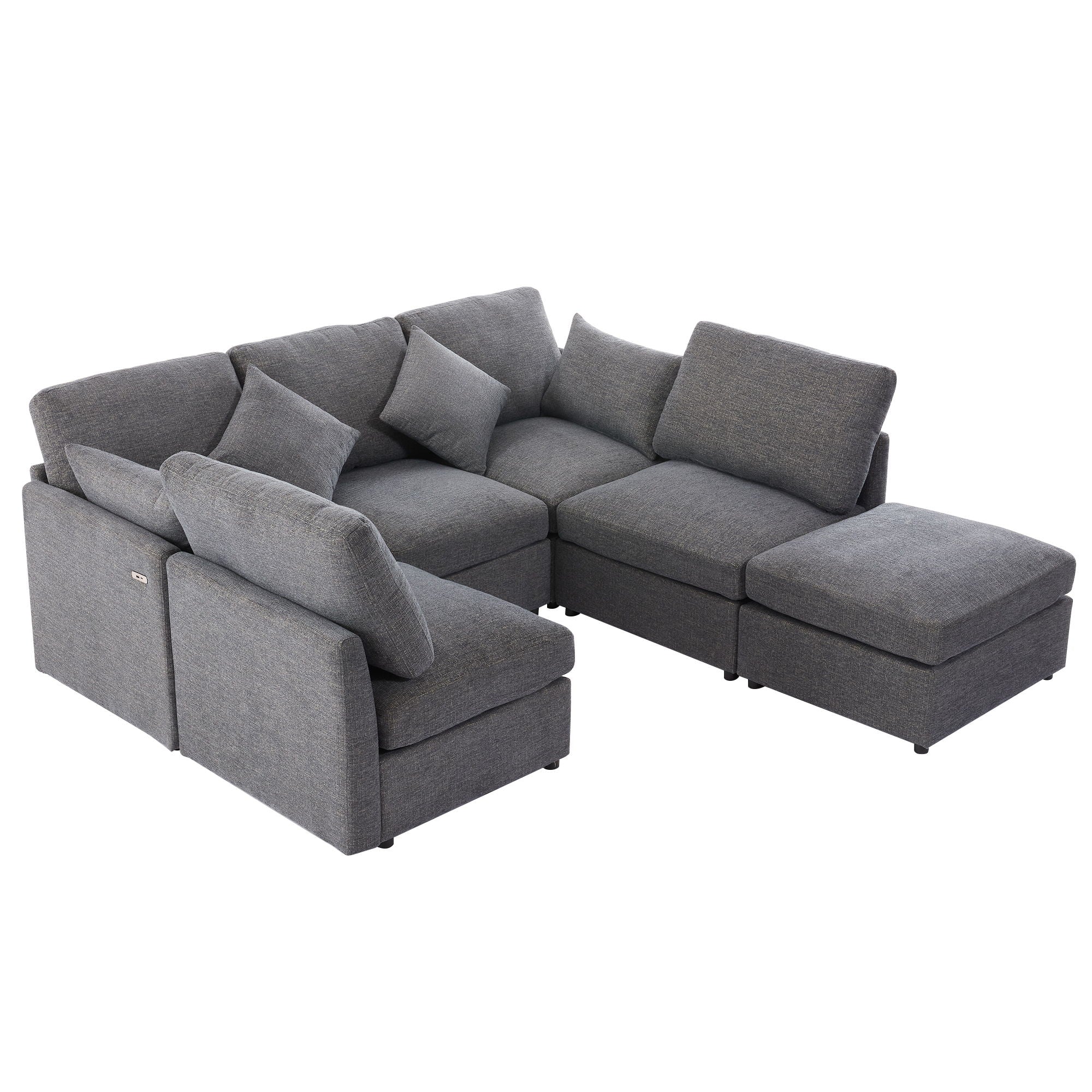 Sectional Sofa Modular Sofa U - Shaped Sofa Couch Sofa Bed L - Shaped Sofa With A Movable Ottoman And Two USB Ports For Living Room - Best Buy Furniture