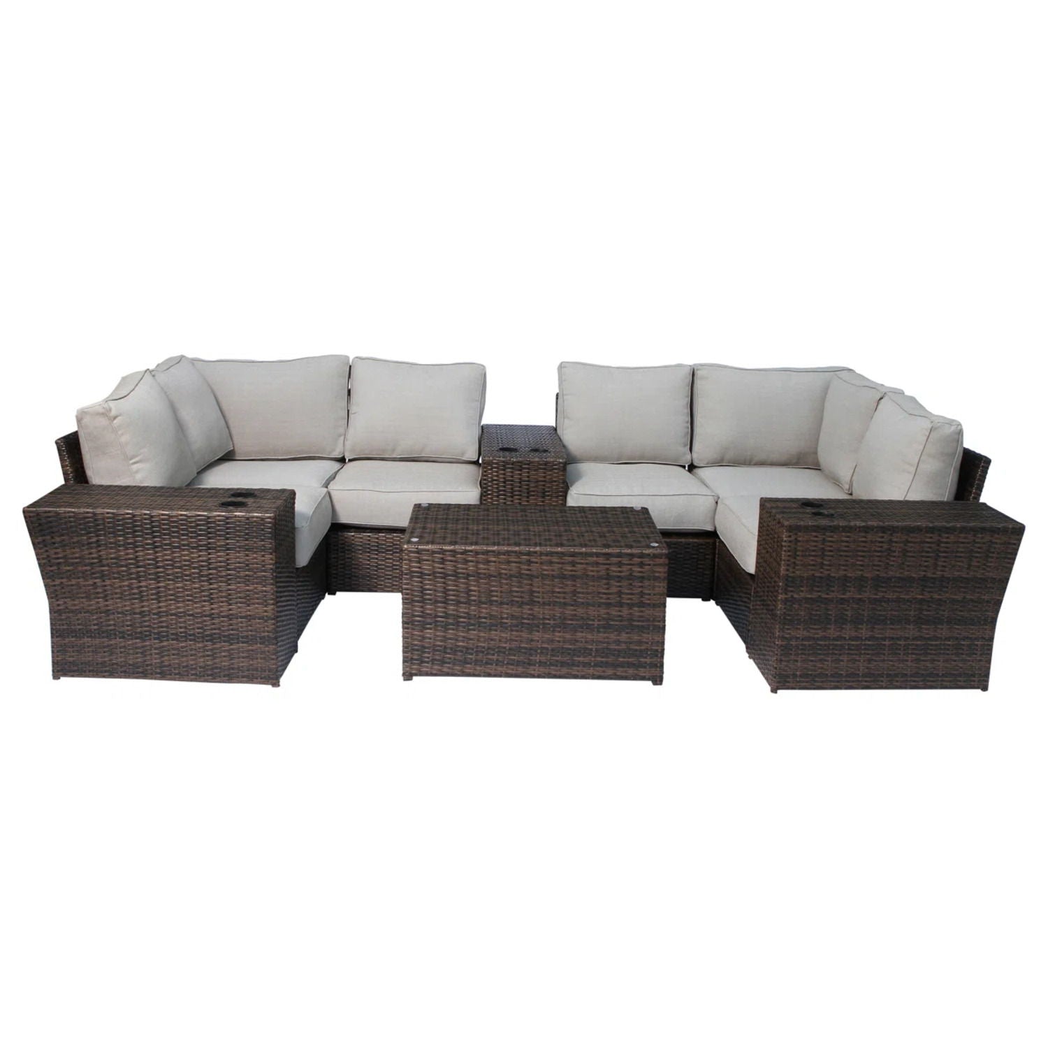 Wicker Outdoor Sectional With Weather Resistant Cushions And Table - Best Buy Furniture