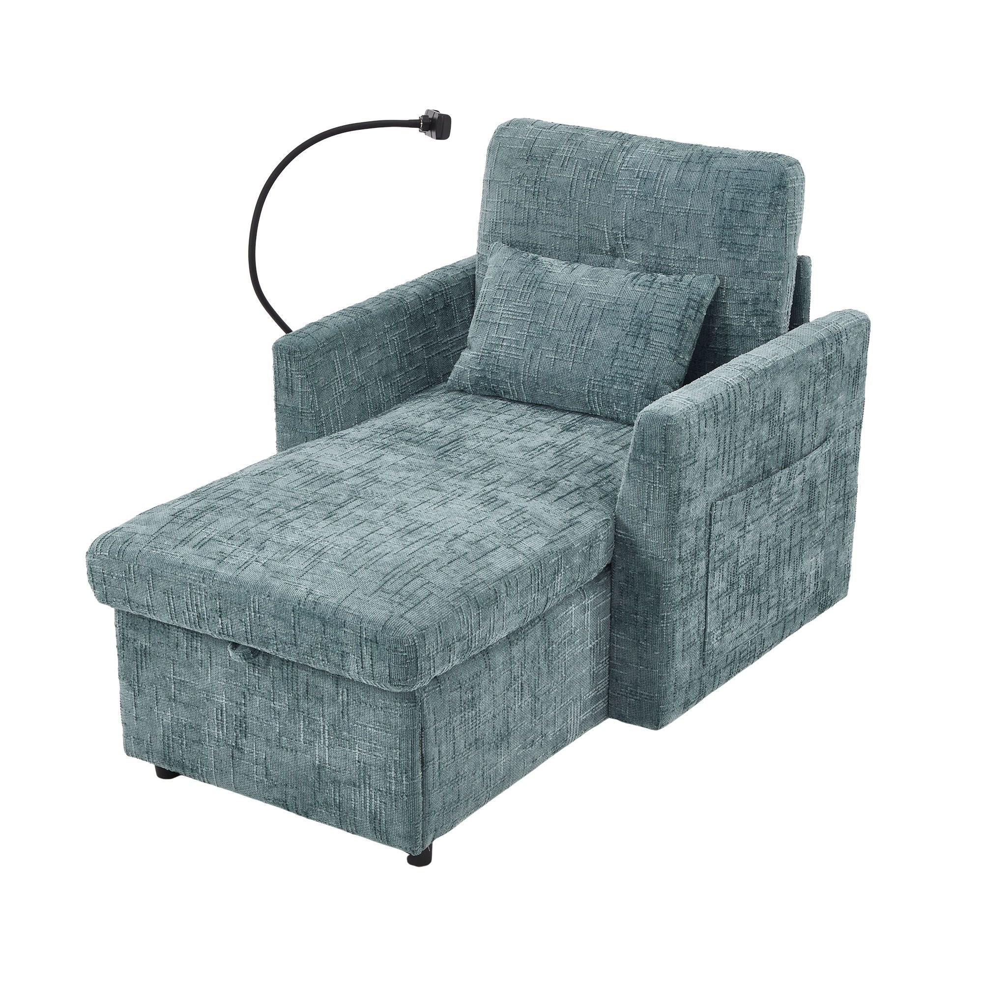 Multifunctional Chenille Recliner Sofa With Storage And Phone Bracket - Best Buy Furniture