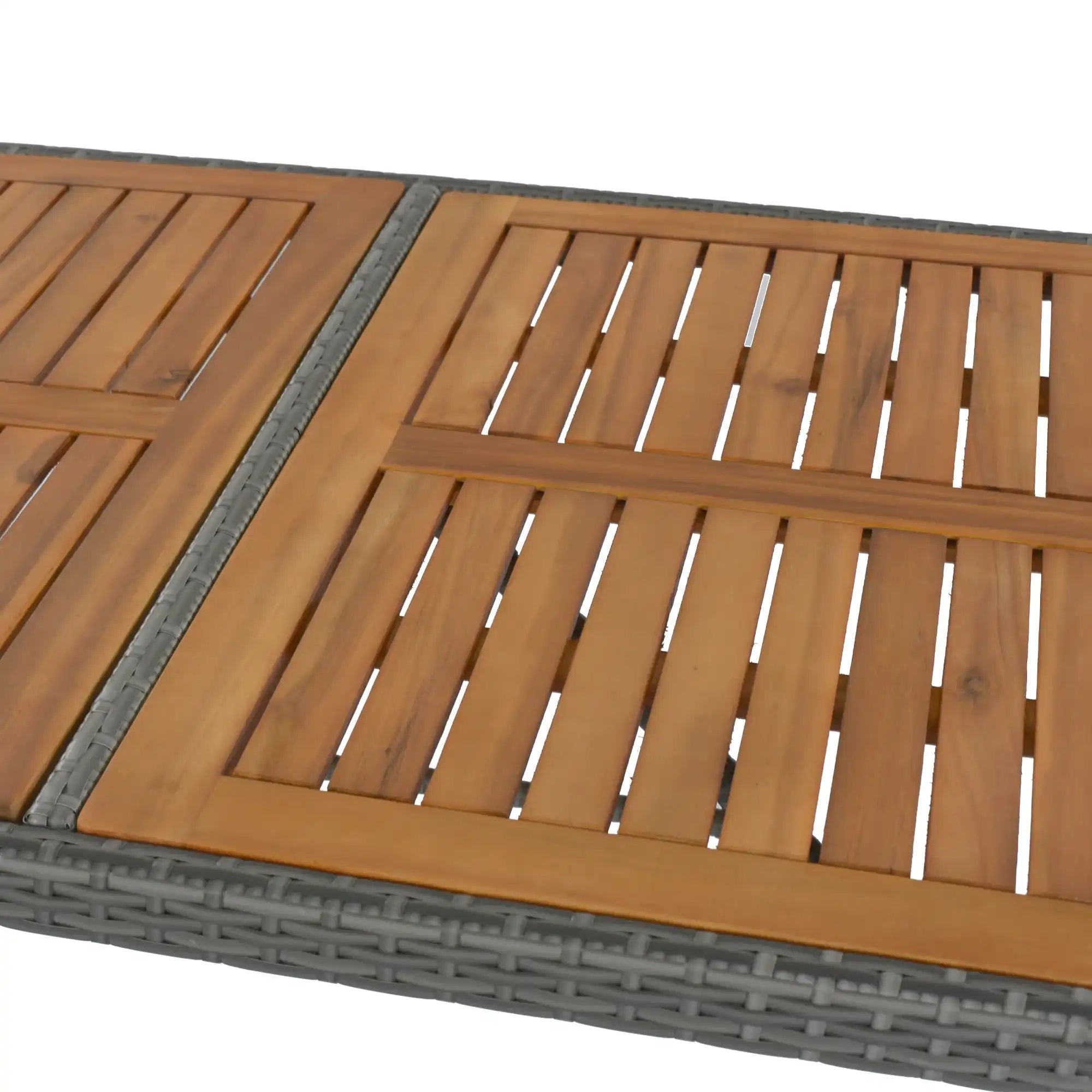 5 Piece Outdoor Wicker Bar Set with Acacia Wood Table, Brown & Gray - Best Buy Furniture