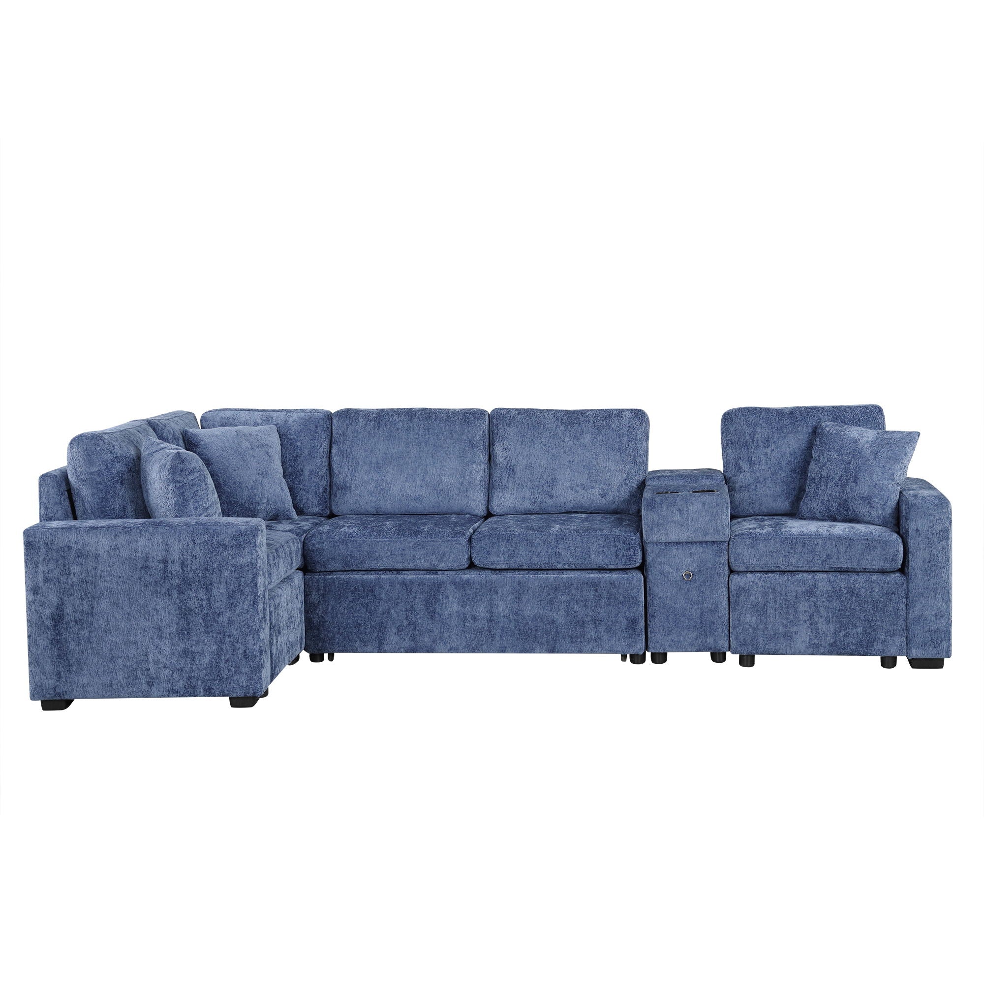 Contemporary L Shaped Convertible Sofa Bed With Pull Out Bed, Cup Holders, And Storage - Best Buy Furniture