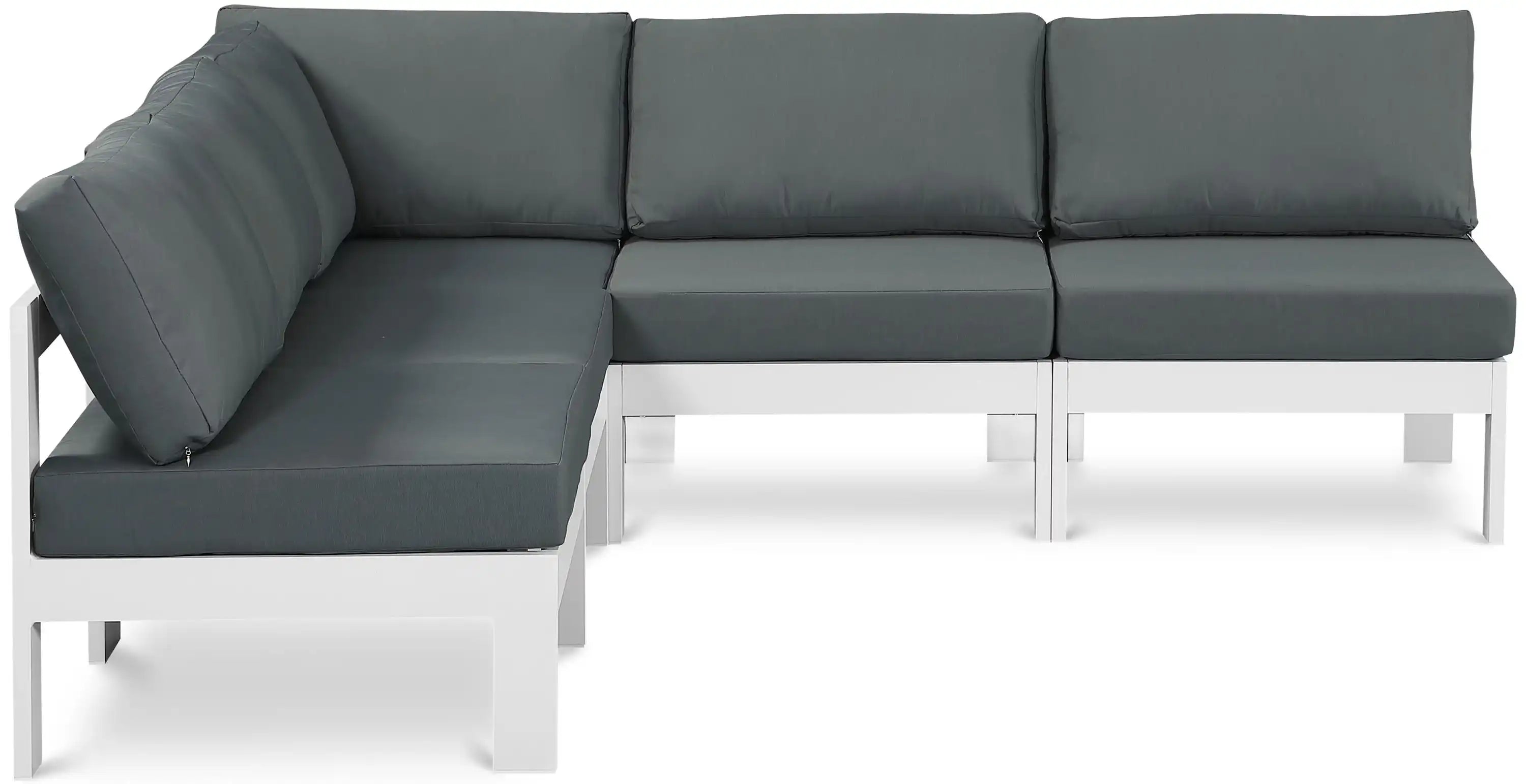 Nizuc - Outdoor Patio 5 Piece Modular Sectional With White Frame - Best Buy Furniture