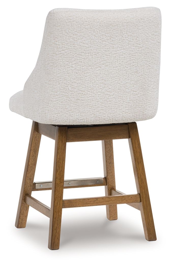 Cabalynn - Upholstered Swivel Barstool (Set of 2) - Oatmeal / Light Brown - Best Buy Furniture
