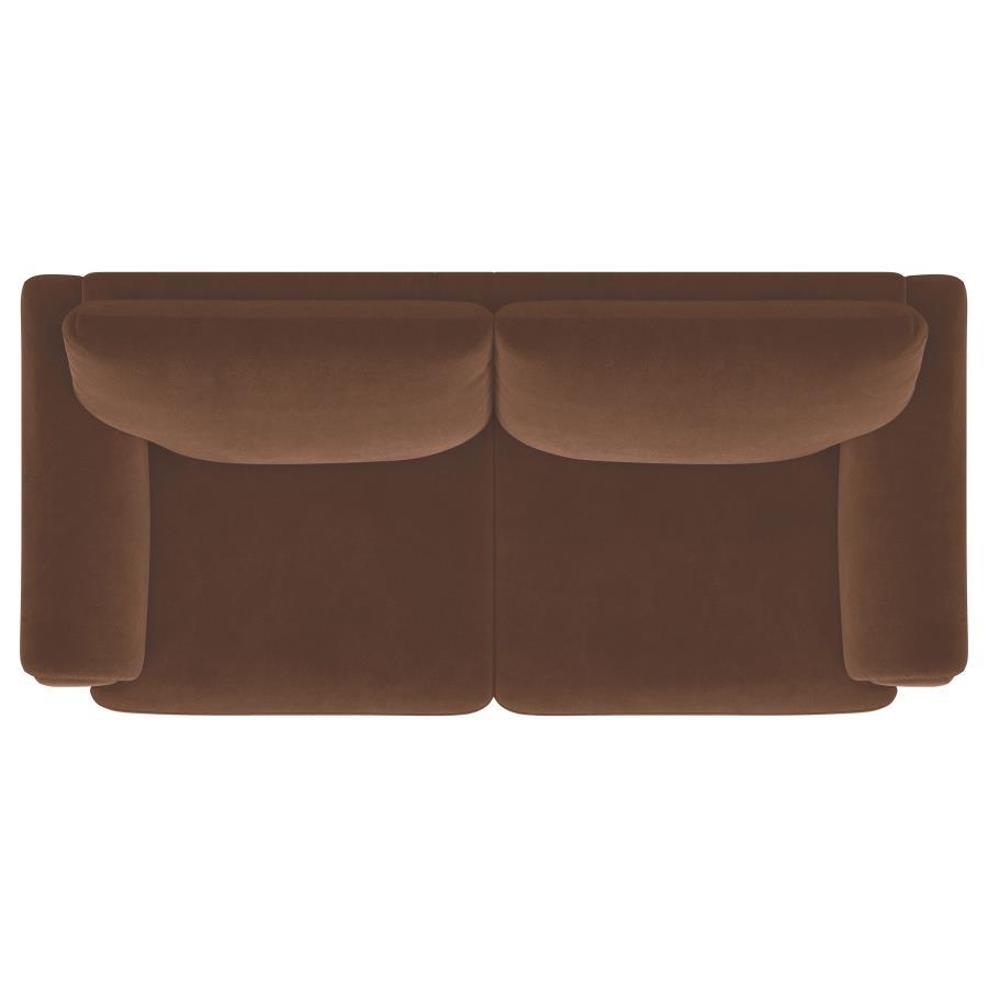 Selma - Velvet Upholstered Crescent Arm Sofa - Rust - Best Buy Furniture