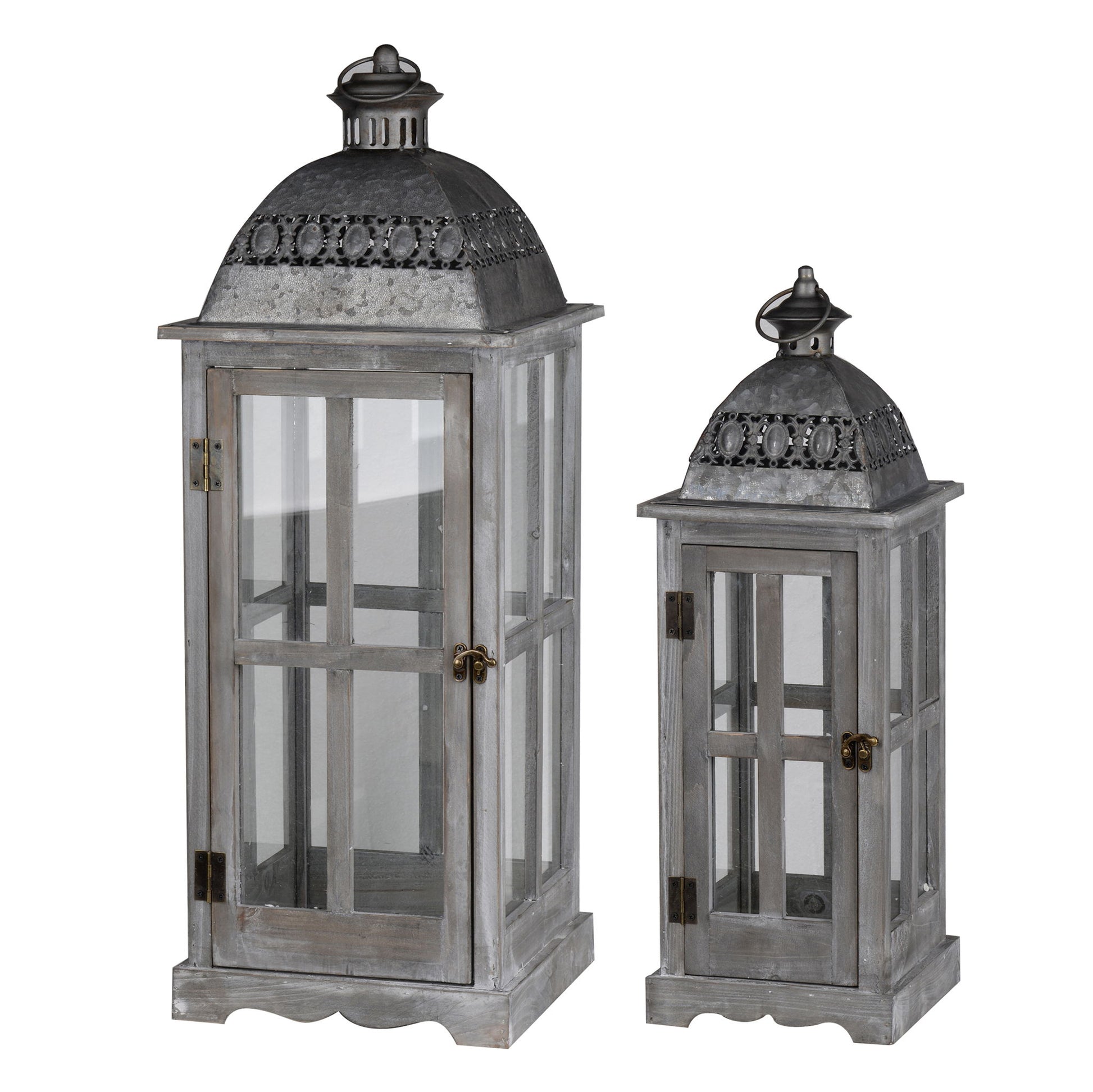 Wooden Candle Lantern Decorative, Hurricane Lantern Holder Decor For Indoor Outdoor, Home Garden Wedding - Gray - Best Buy Furniture