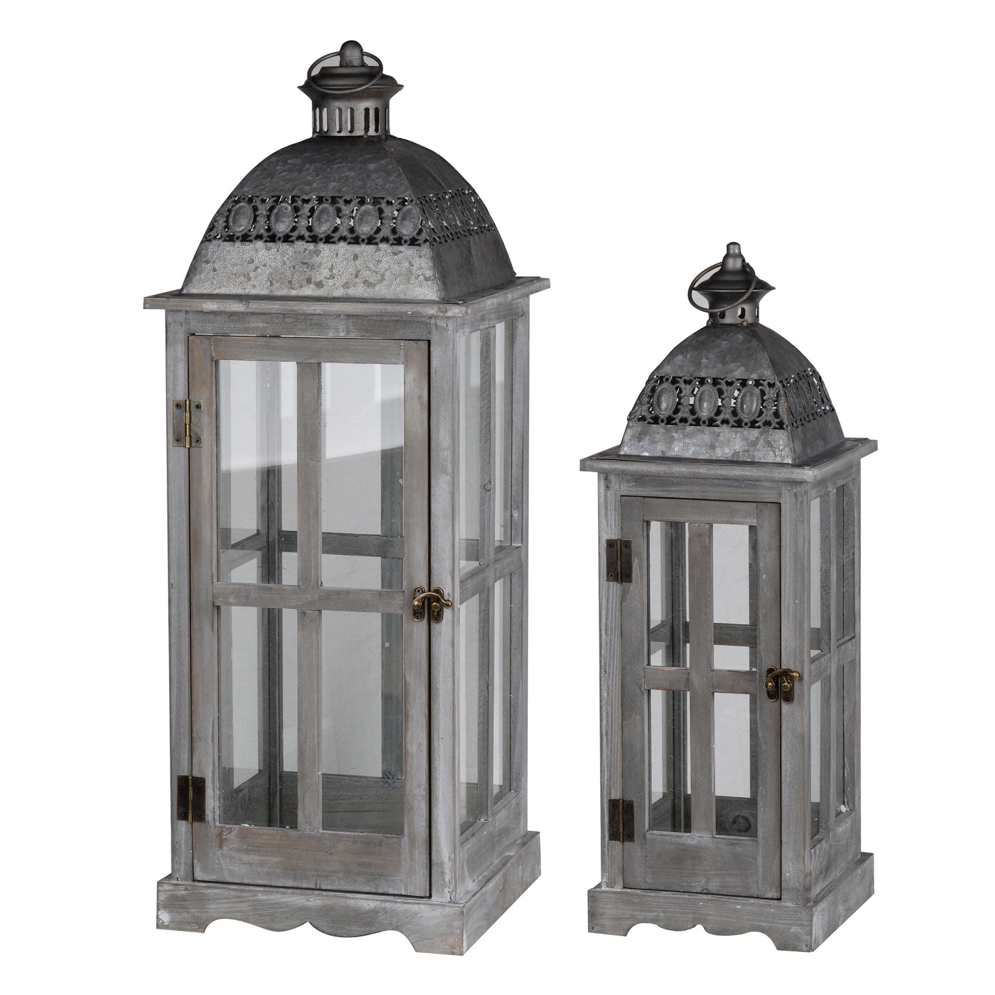 Wooden Candle Lantern Decorative, Hurricane Lantern Holder Decor For Indoor Outdoor, Home Garden Wedding - Gray - Best Buy Furniture