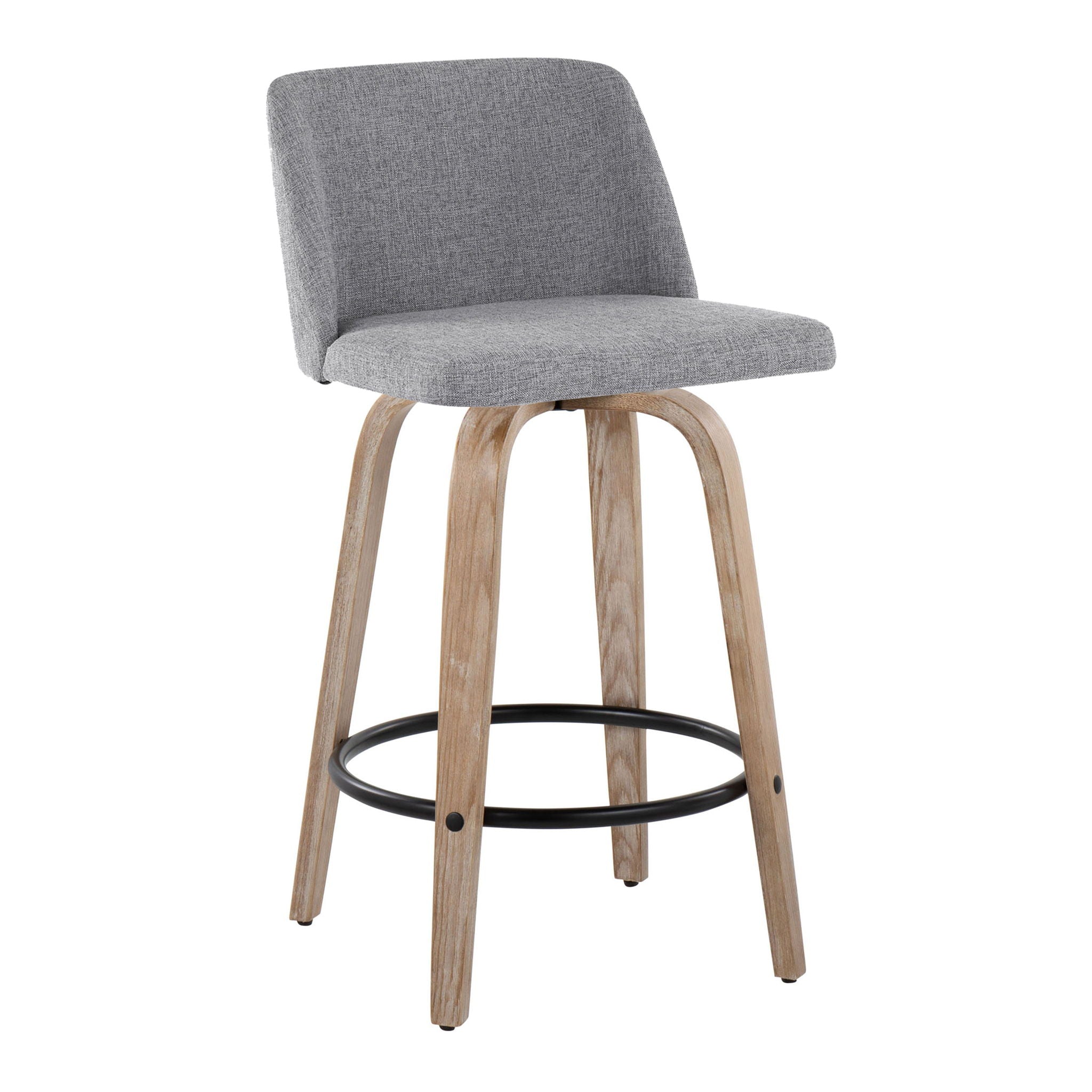 Toriano - Contemporary Fixed-Height Counter Stool & Swivel With Round Footrest (Set of 2) - Best Buy Furniture