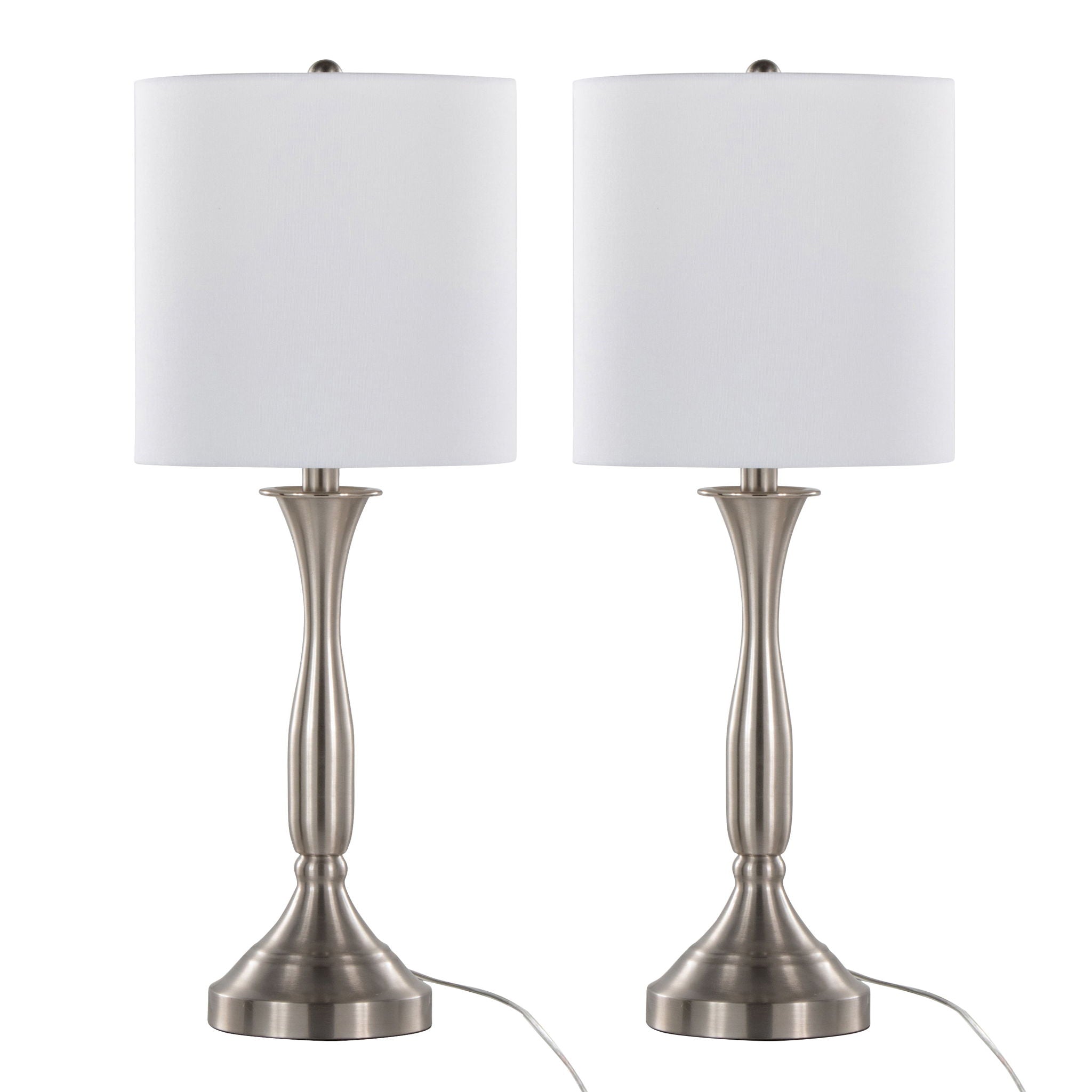 Sawyer - Contemporary Table Lamp (Set of 2) Built In USB Port - Nickel / White - Best Buy Furniture