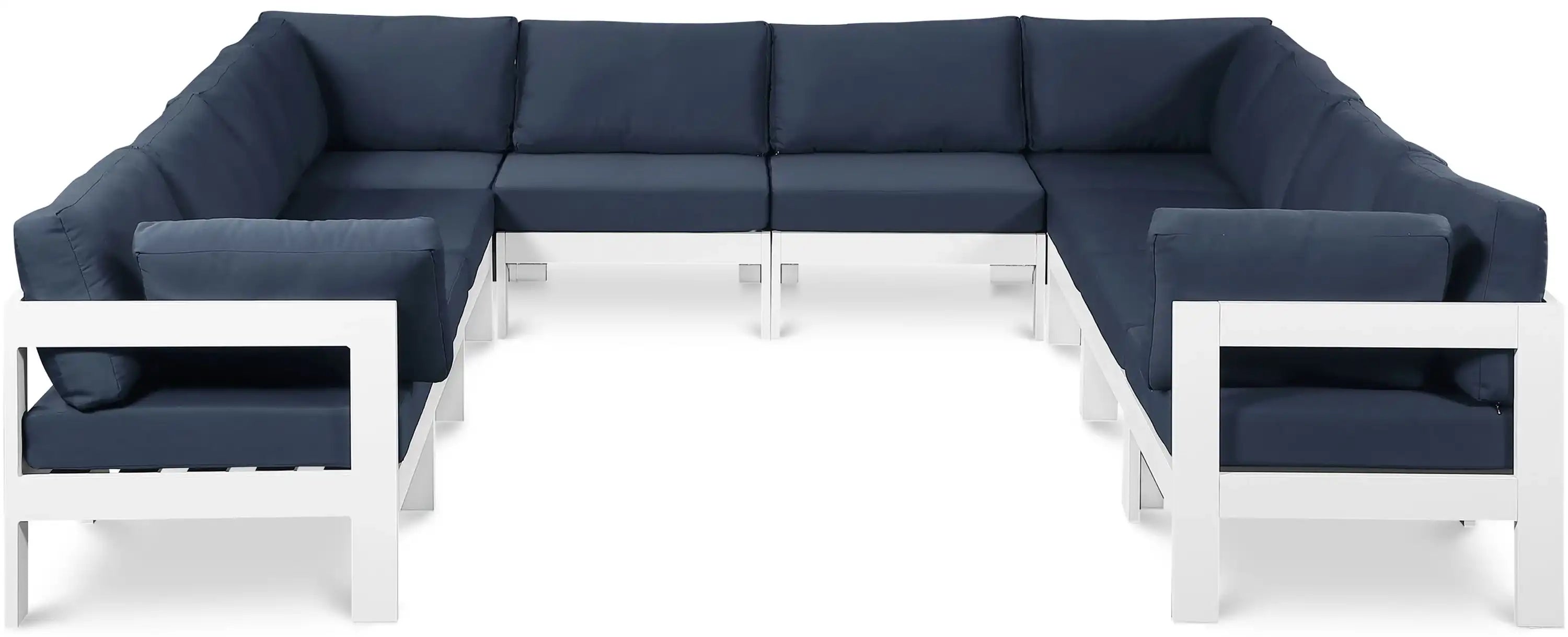 Nizuc - Outdoor Patio 10 Piece Modular Sectional With White Frame - Best Buy Furniture