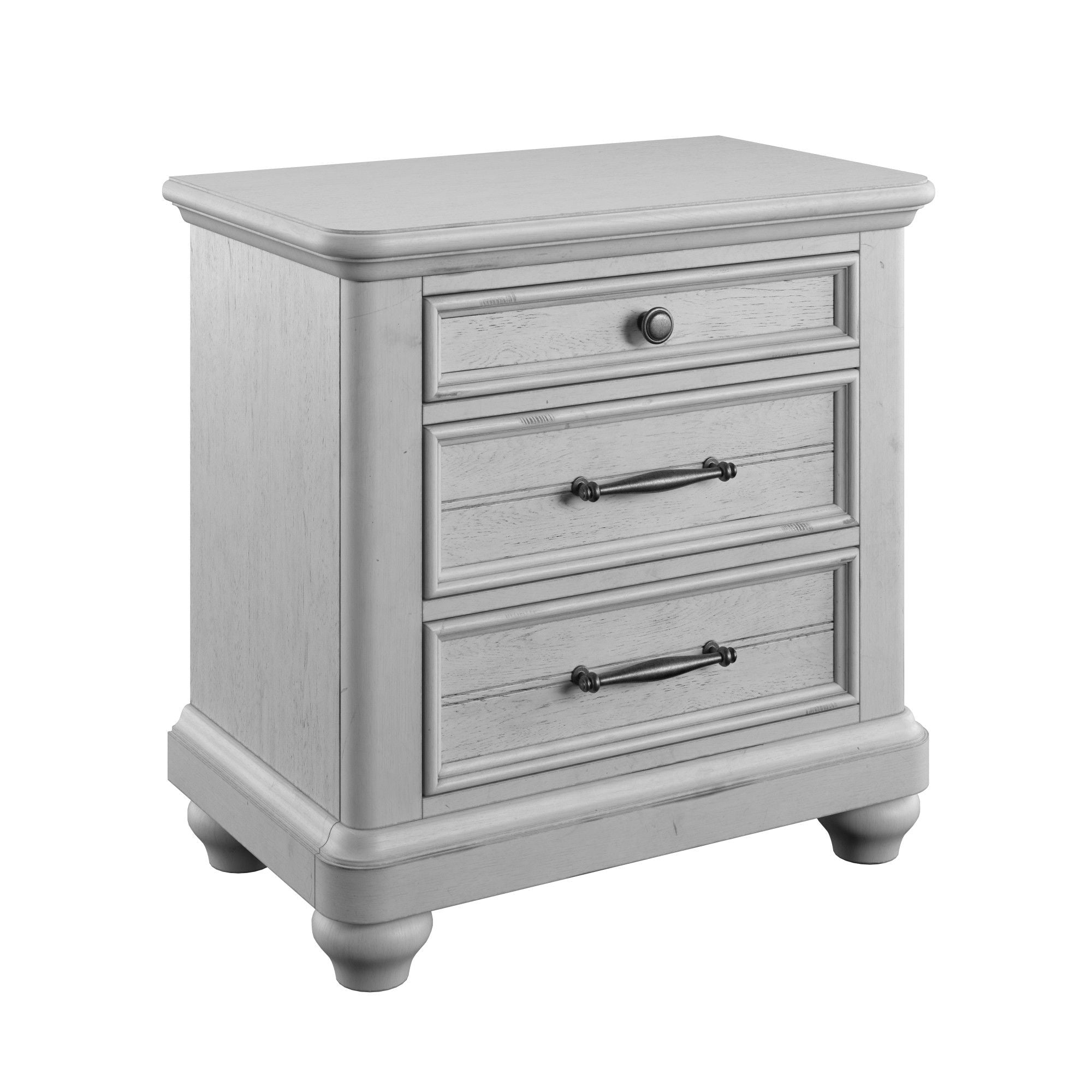 Mariano - 3 Drawer Nightstand With USB - Gray - Best Buy Furniture