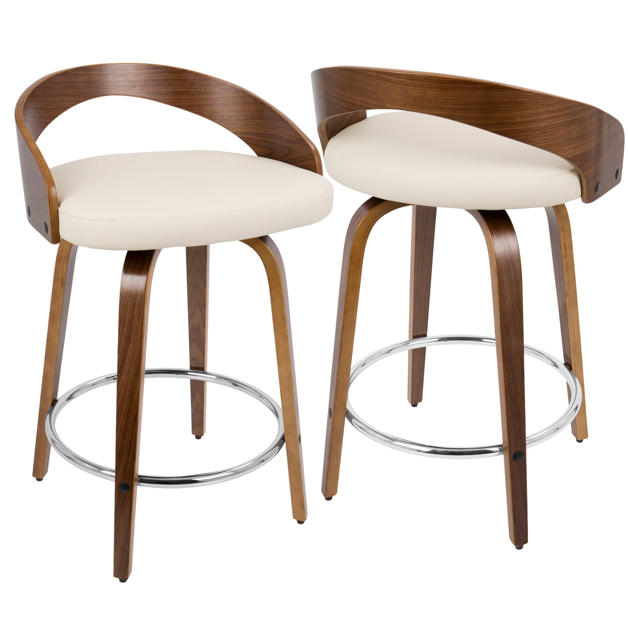 Grotto - Mid-Century Modern, Counter Stool With Swivel (Set of 2) - Best Buy Furniture