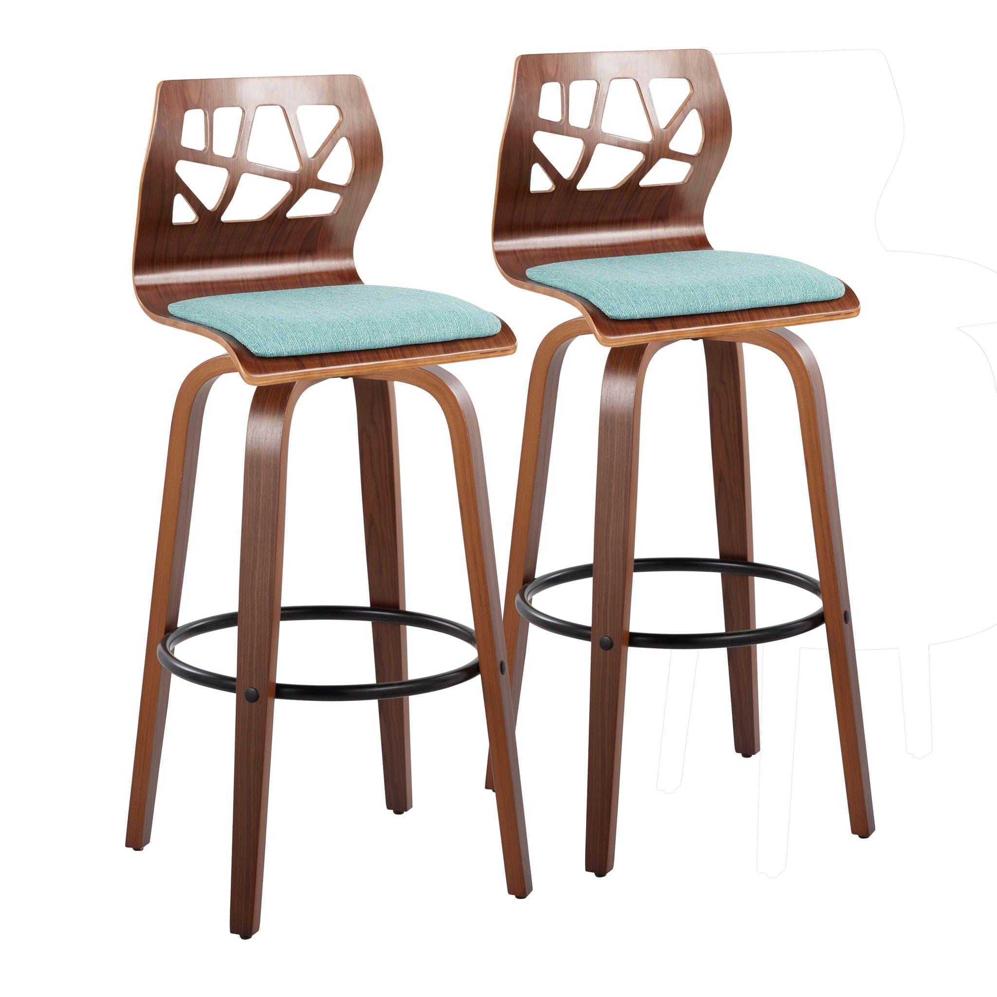 Folia - Mid Century Modern Fixed Height Barstool With Swivel With Round Footrest (Set of 2) - Best Buy Furniture