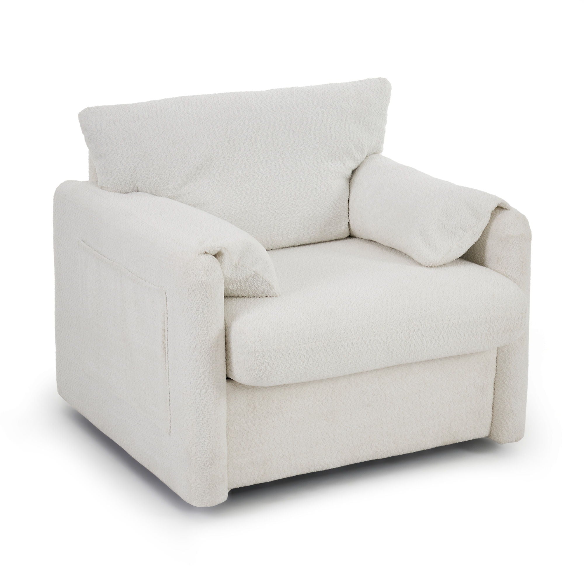 Swivel Modern Swivel Accent Chair Single Seater 360° Rotating For Living Room, Bedroom - Ivory White - Best Buy Furniture