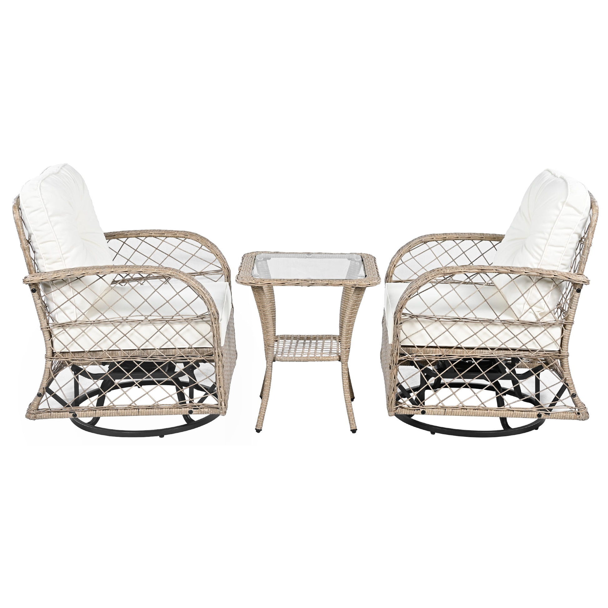 3 Piece Outdoor Chair & Table Set Chat Set, 2 Person Rattan Seating Group - Best Buy Furniture