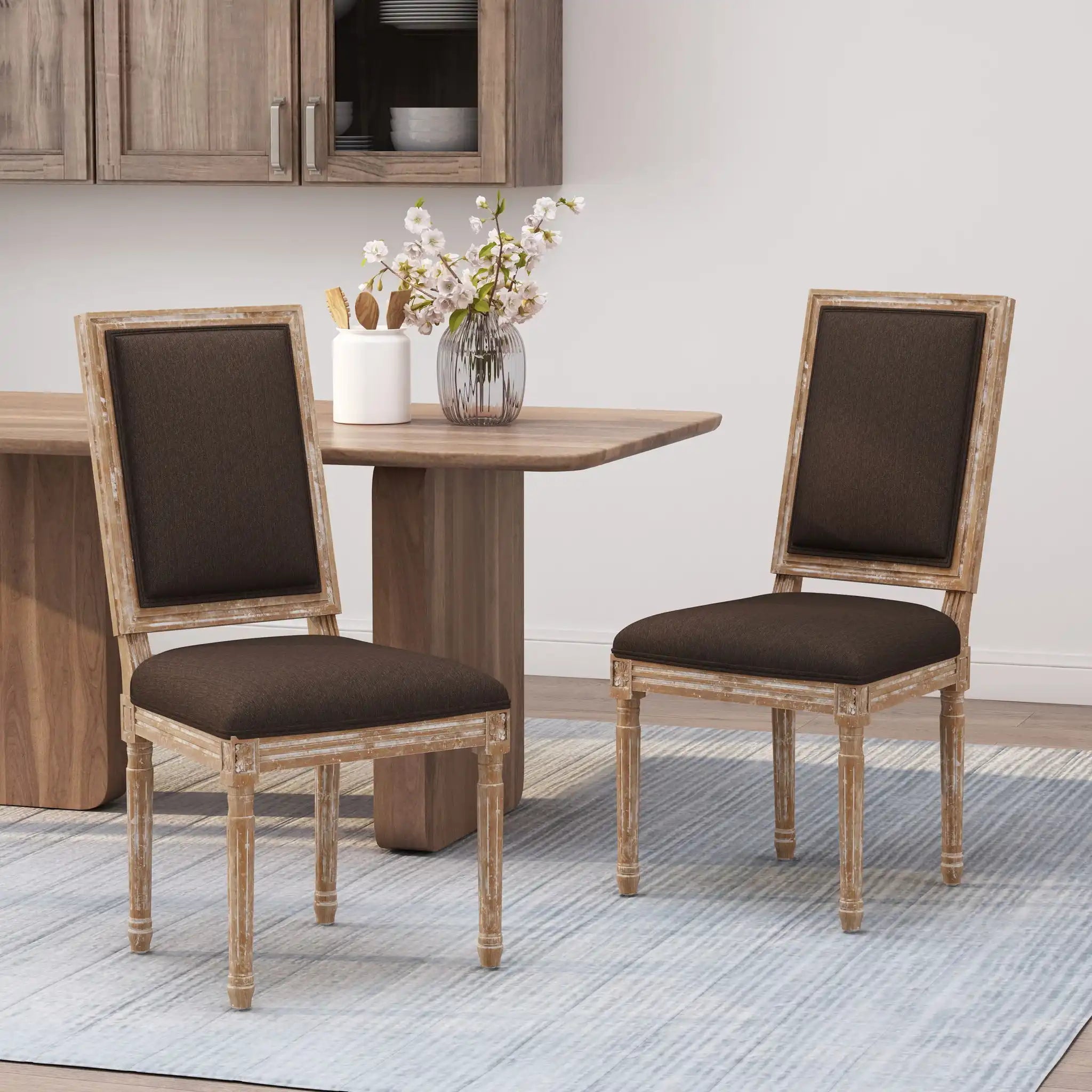 French Country Style Dining Chair With Upholstered Seating And Fluted Legs - Best Buy Furniture