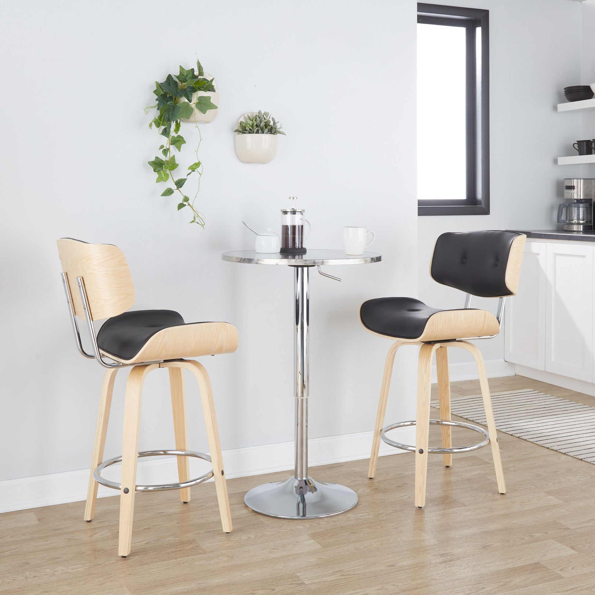 Bistro - Contemporary Adjustable Round Bar Table - Silver - Best Buy Furniture