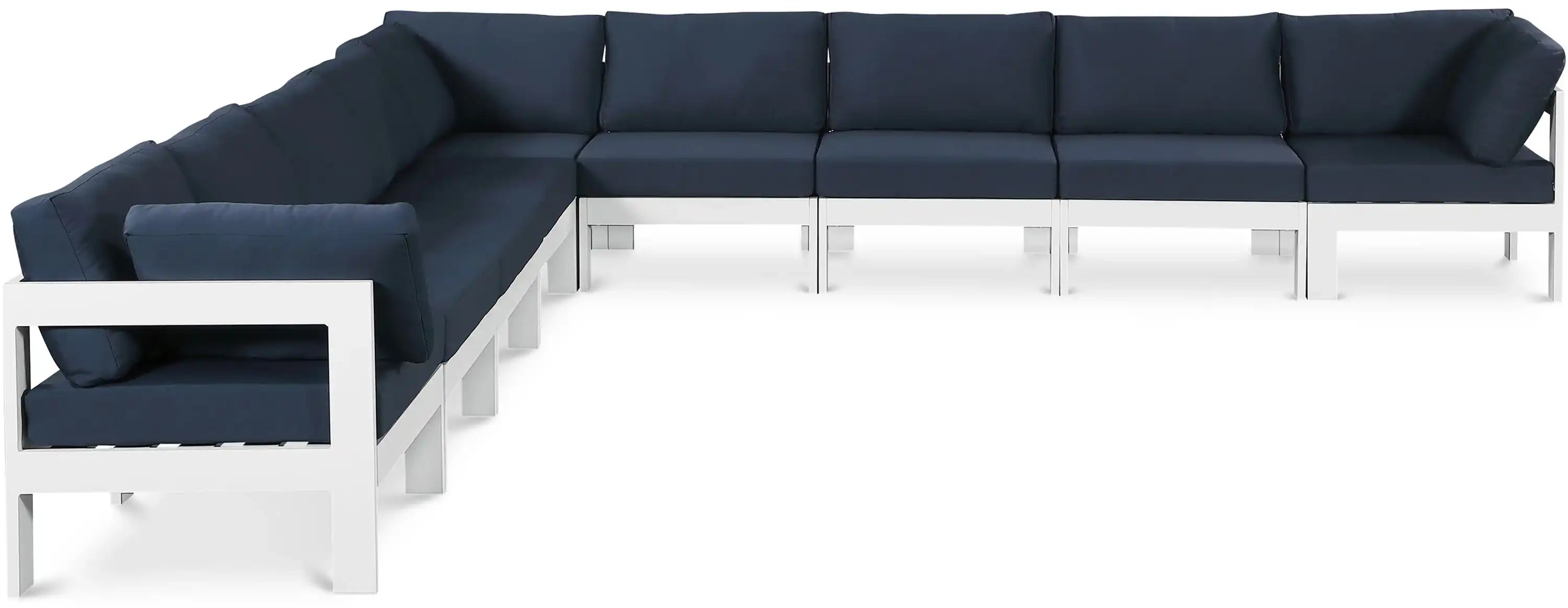 Nizuc - Outdoor Patio 9 Piece Modular Sectional With White Frame - Best Buy Furniture