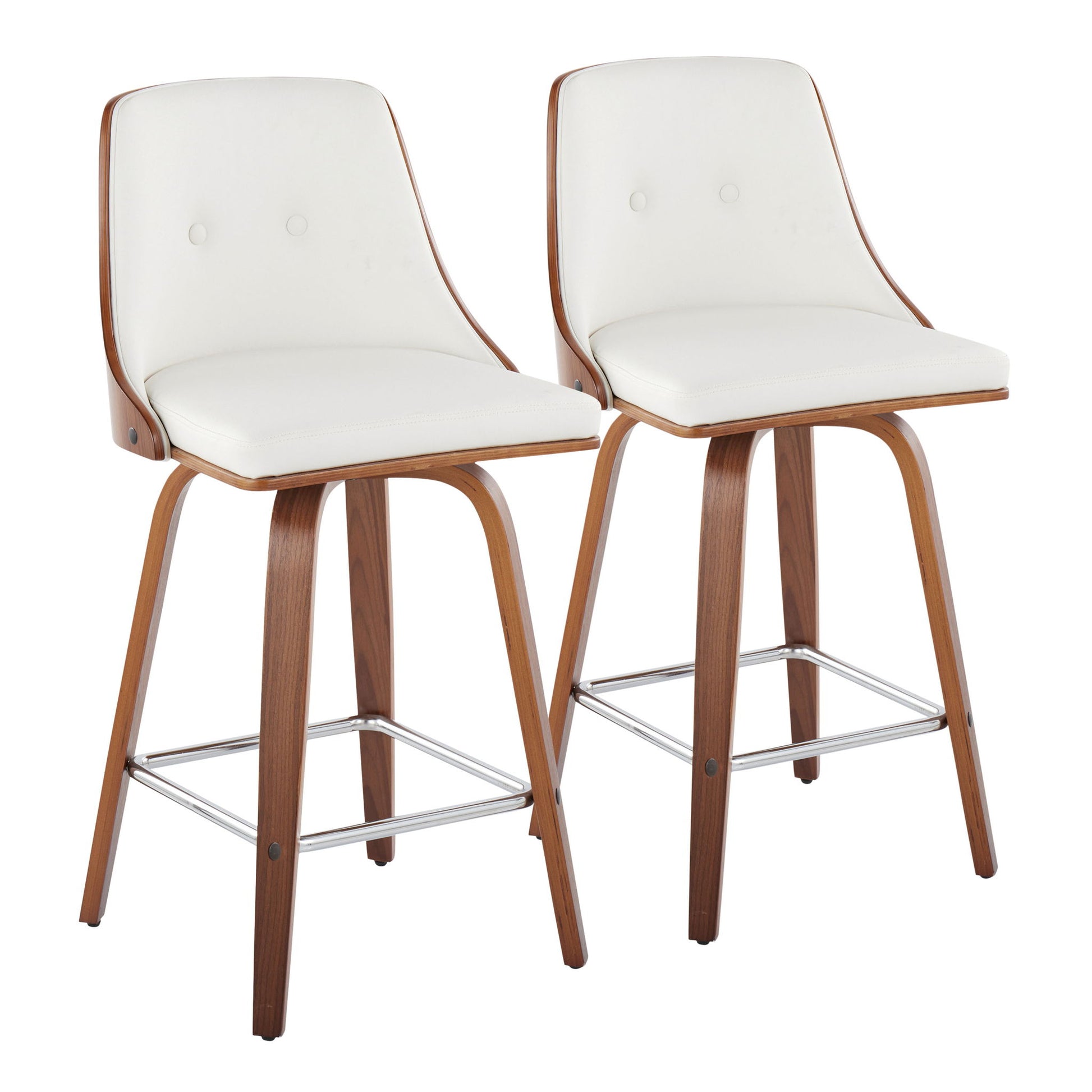 Gianna - Mid Century Modern Fixed Height Counter Stool With Swivel With Square Footrest (Set of 2) - Best Buy Furniture