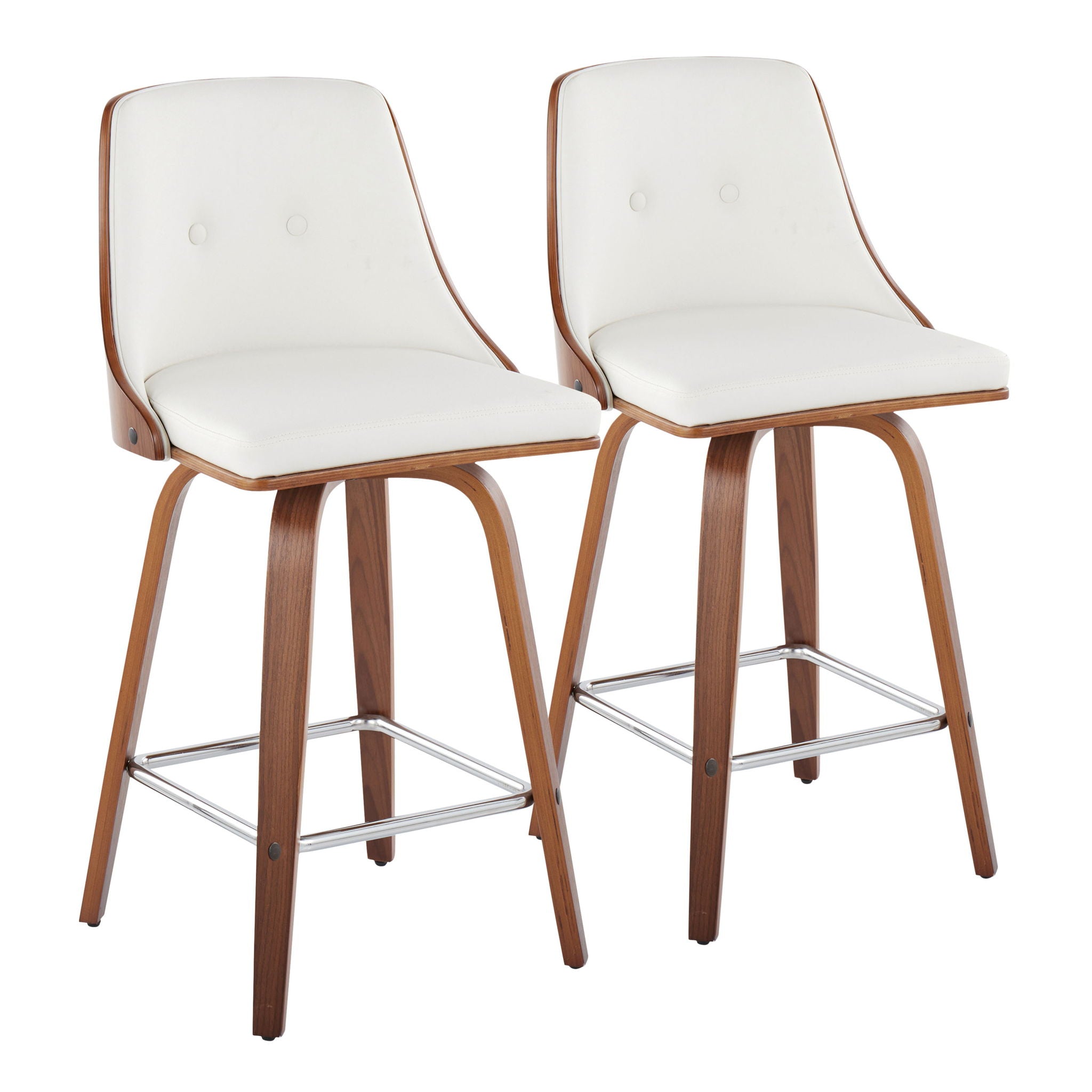 Gianna - Mid Century Modern Fixed Height Counter Stool With Swivel With Square Footrest (Set of 2) - Best Buy Furniture