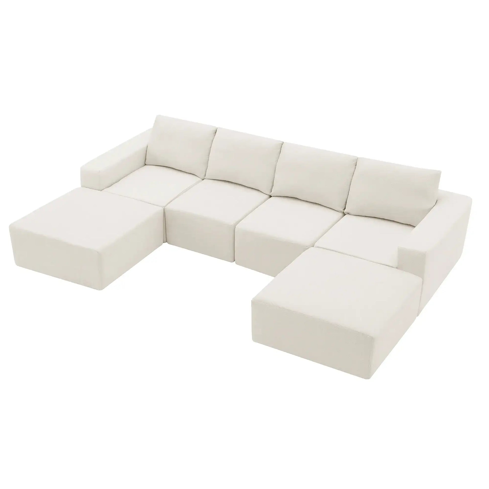 Luxury Cloud Modular U Shaped Sectional Sofa with Ottoman Compressed Foam - Best Buy Furniture