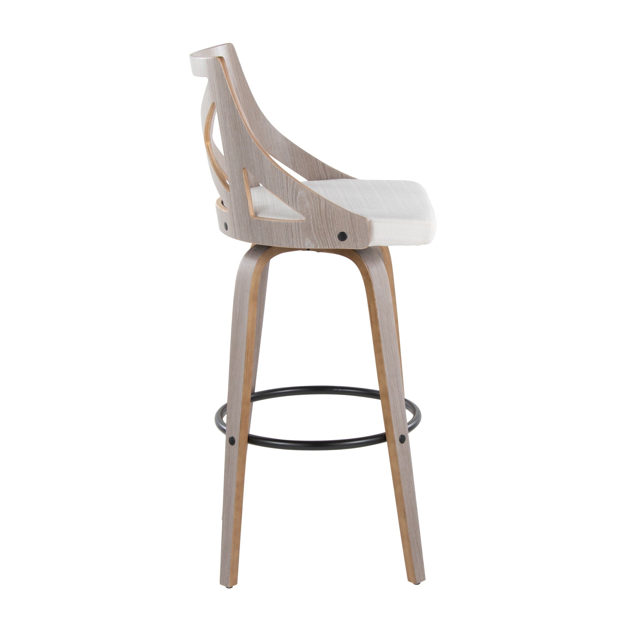 Charlotte - Farmhouse Fixed Height Barstool With Swivel & Round Footrest (Set of 2) - Light Gray / Cream - Best Buy Furniture