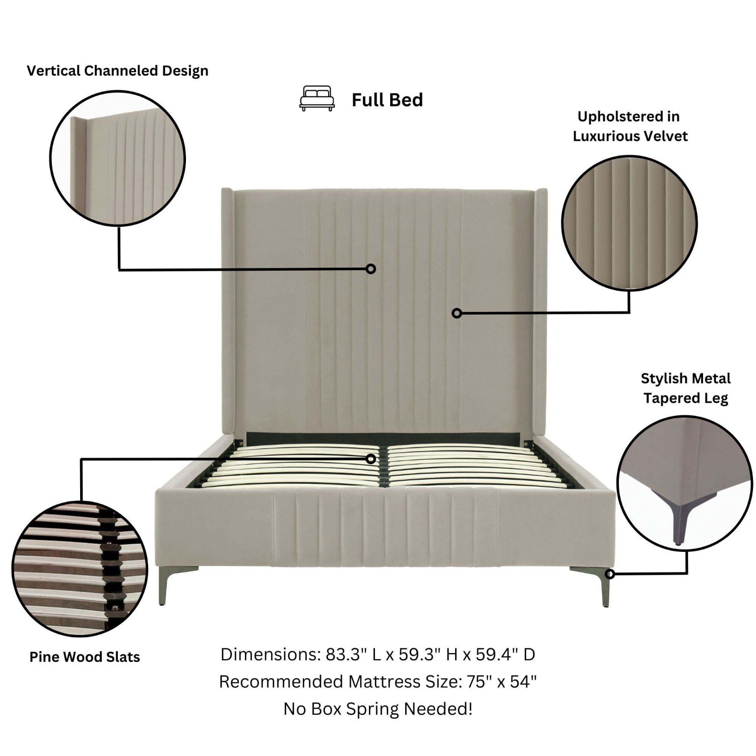 Promenade - Bed With Upholstered Headboard And Slats