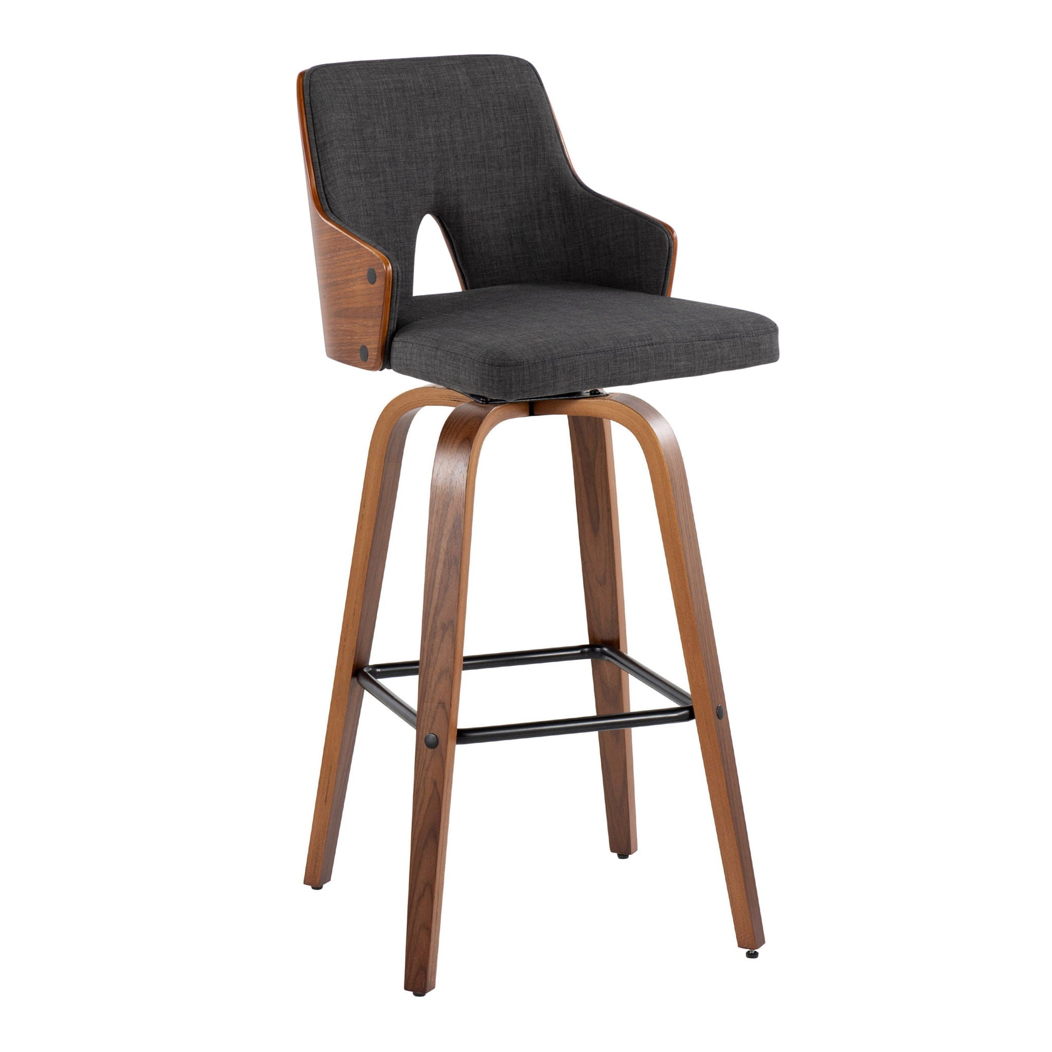 Stella - Mid Century Modern Fixed Height Barstool With Swivel Square Footrest (Set of 2) - Best Buy Furniture