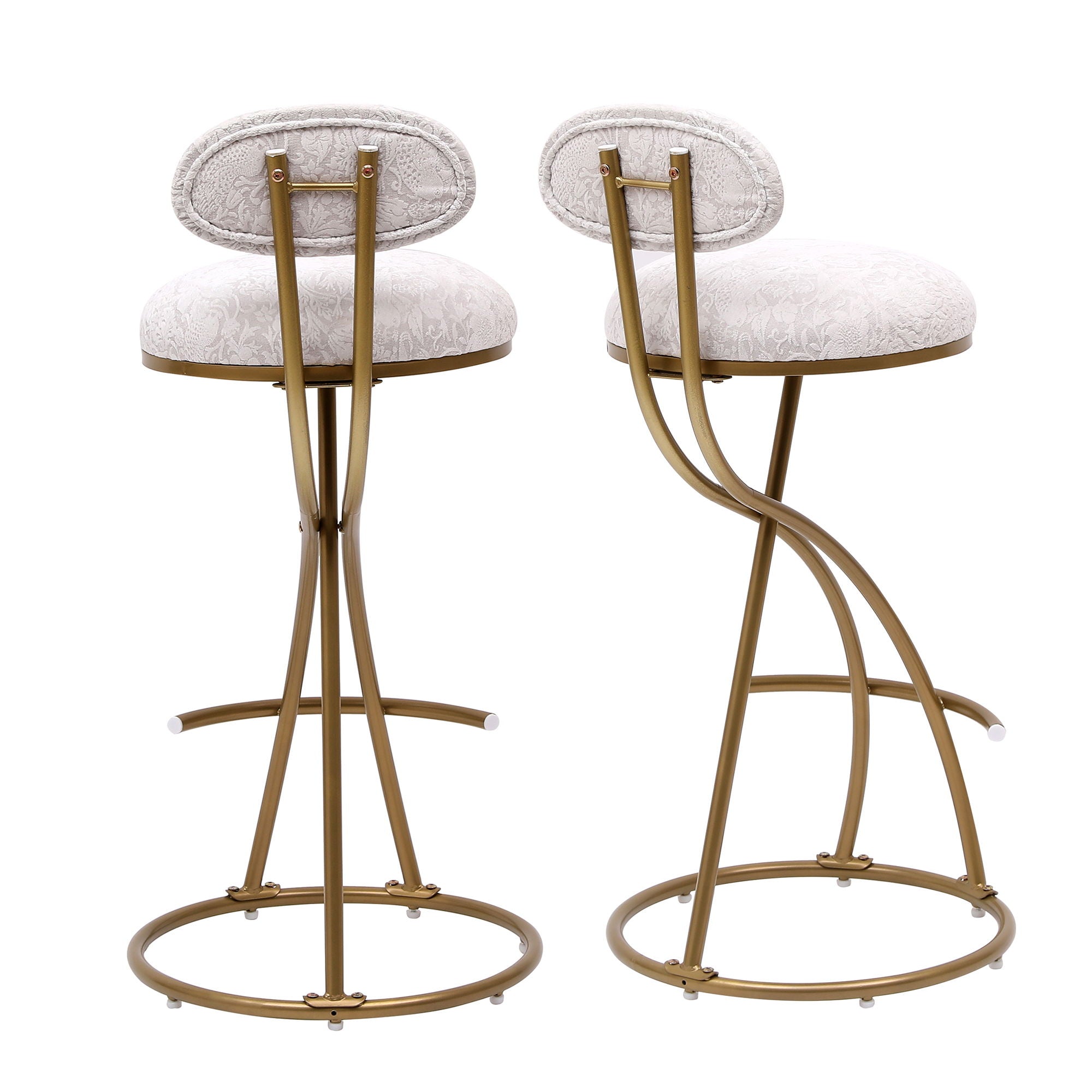 Round Print Bar Stools Upholstered Chairs For Kitchen (Set of 2) - Best Buy Furniture
