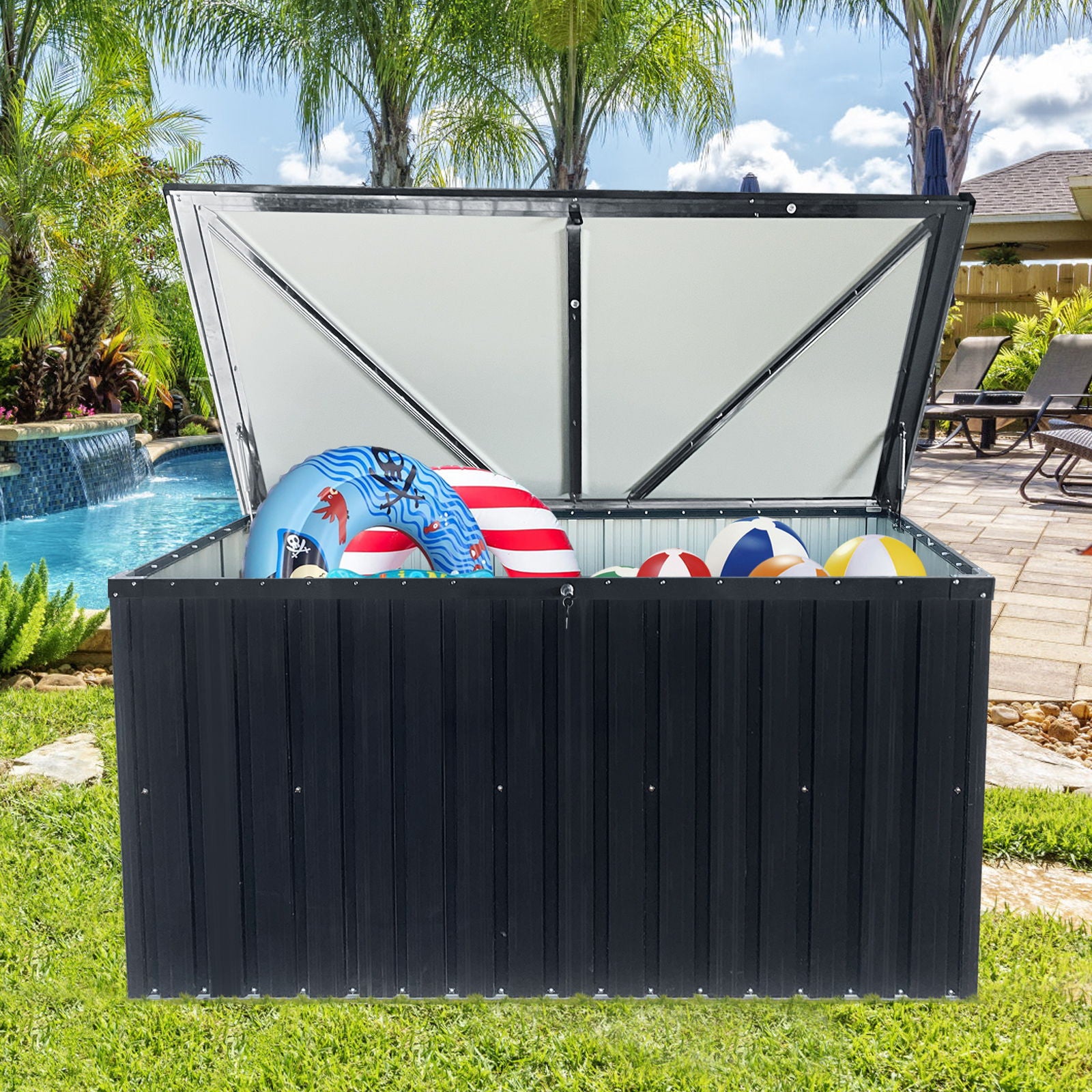 Metal Storage Box Store Large Out Door Use - Black - Best Buy Furniture