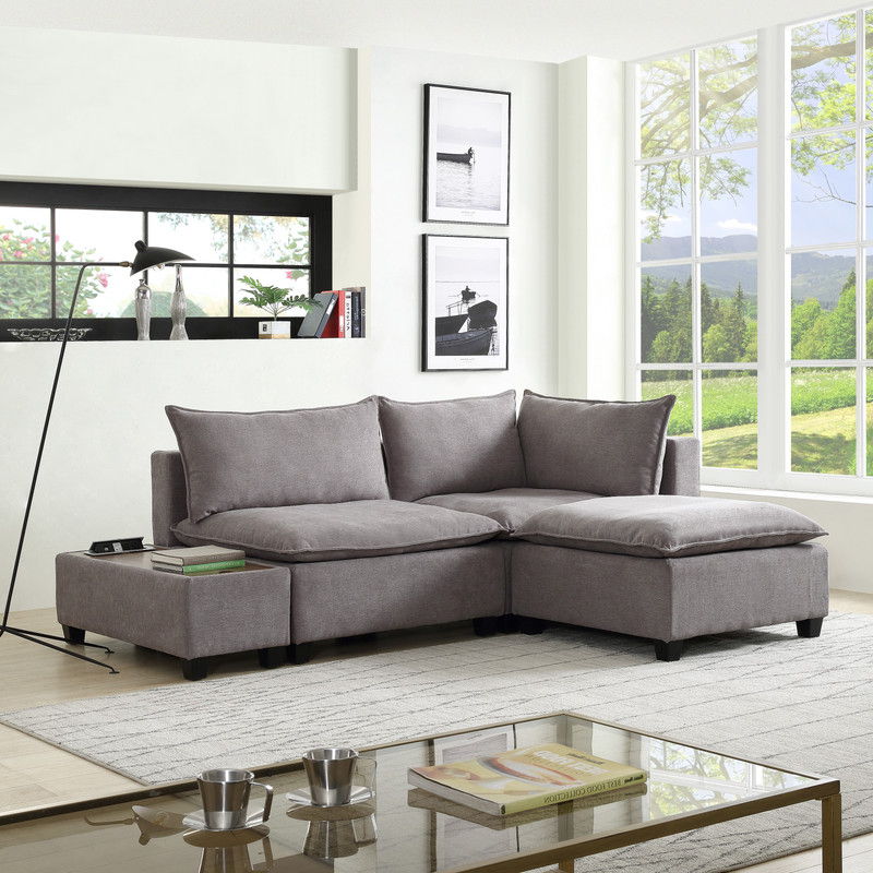 Madison - Fabric Reversible Sectional Sofa Ottoman - Best Buy Furniture