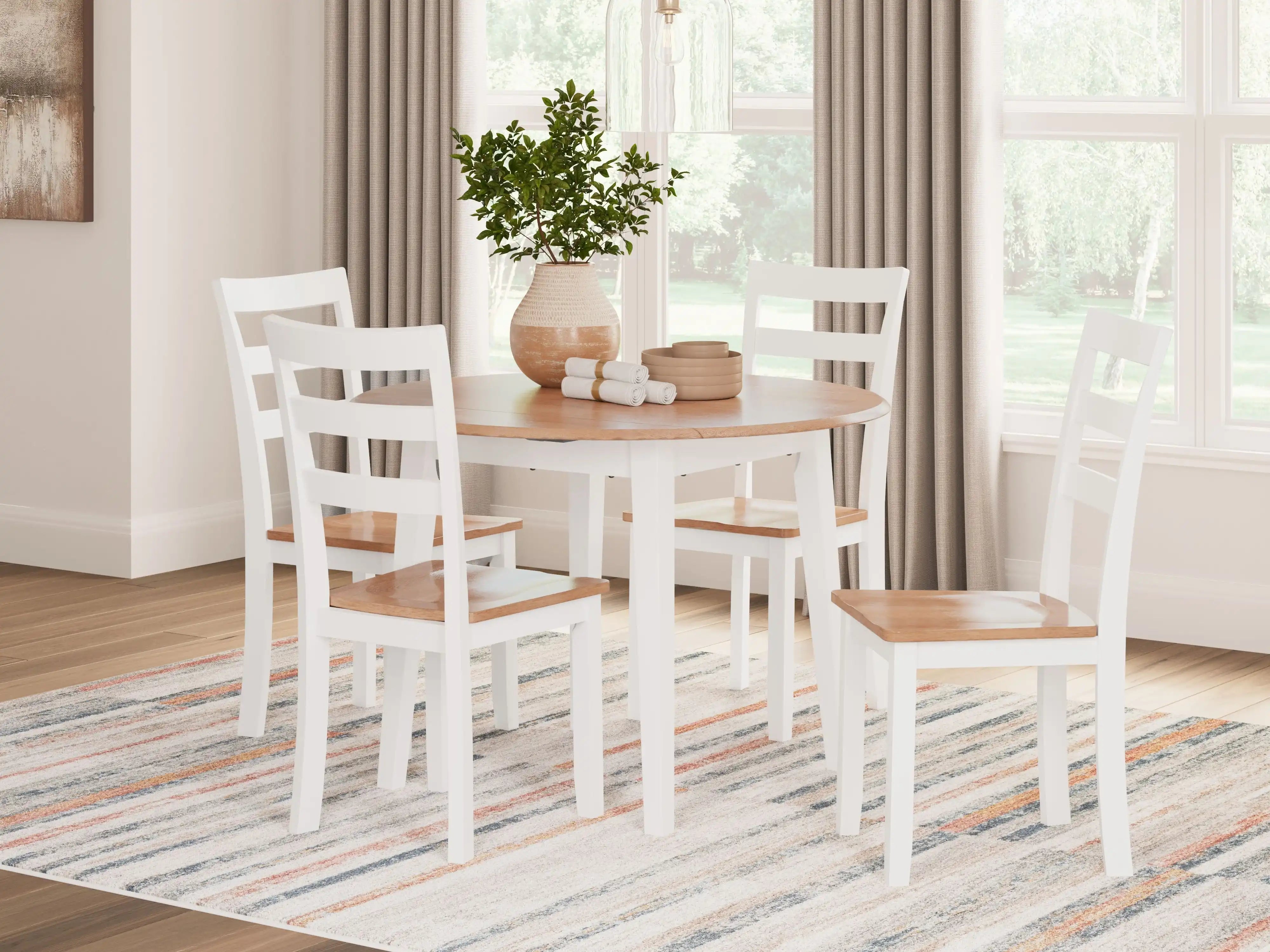 Gesthaven - Round Dining Room Drop Leaf Table Set - Best Buy Furniture