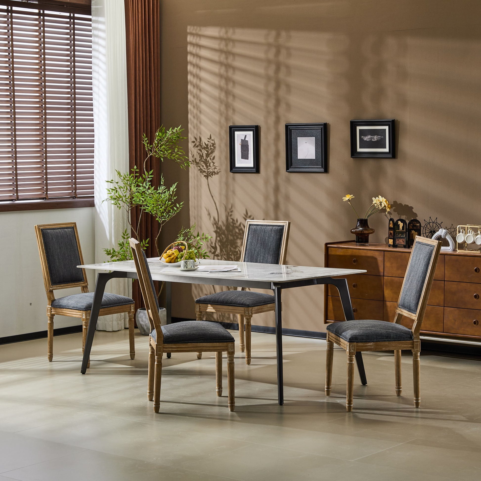 French Country Style Dining Chair With Upholstered Seating And Fluted Legs - Best Buy Furniture