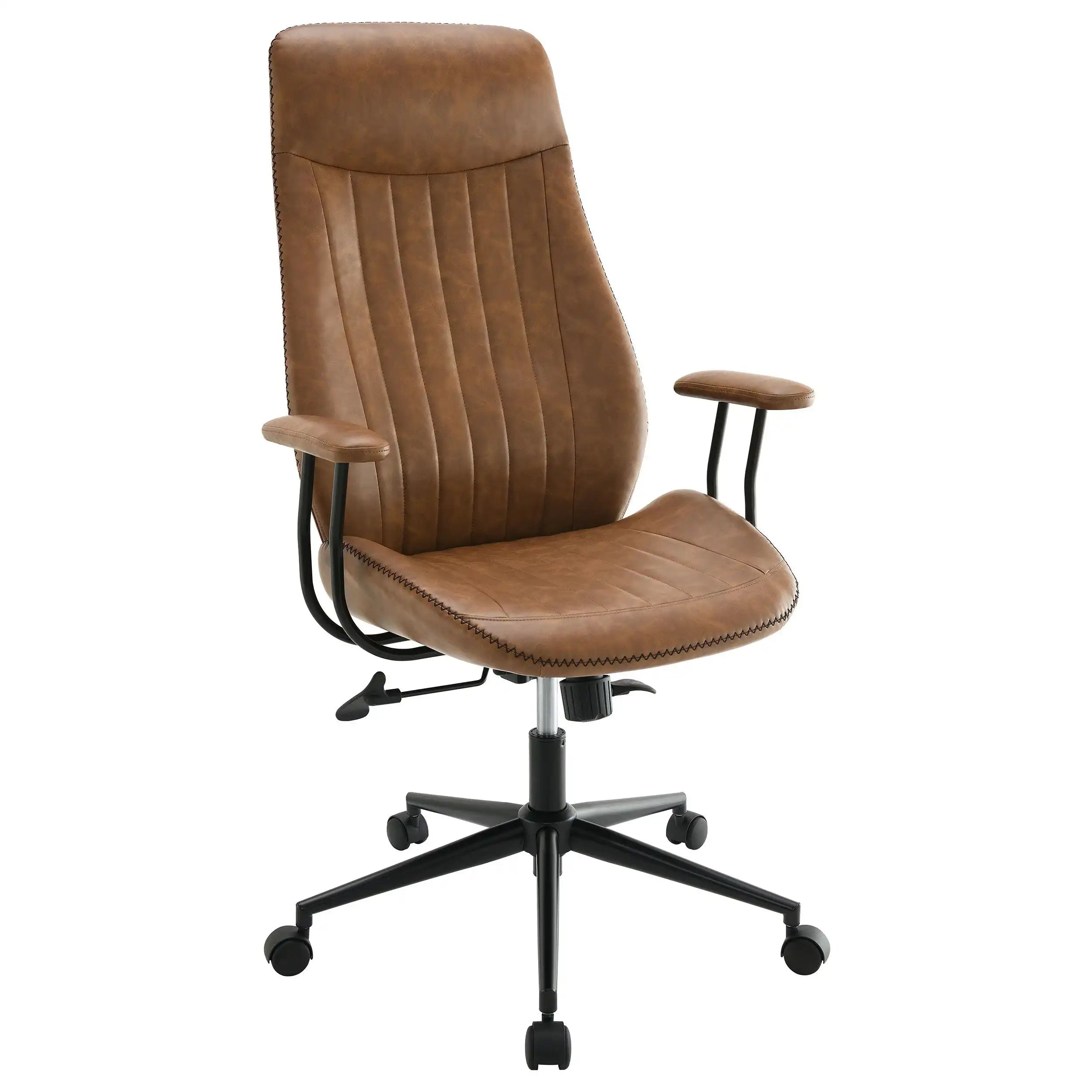 Ranger - Upholstered Adjustable Home Office Desk Chair - Brown - Best Buy Furniture