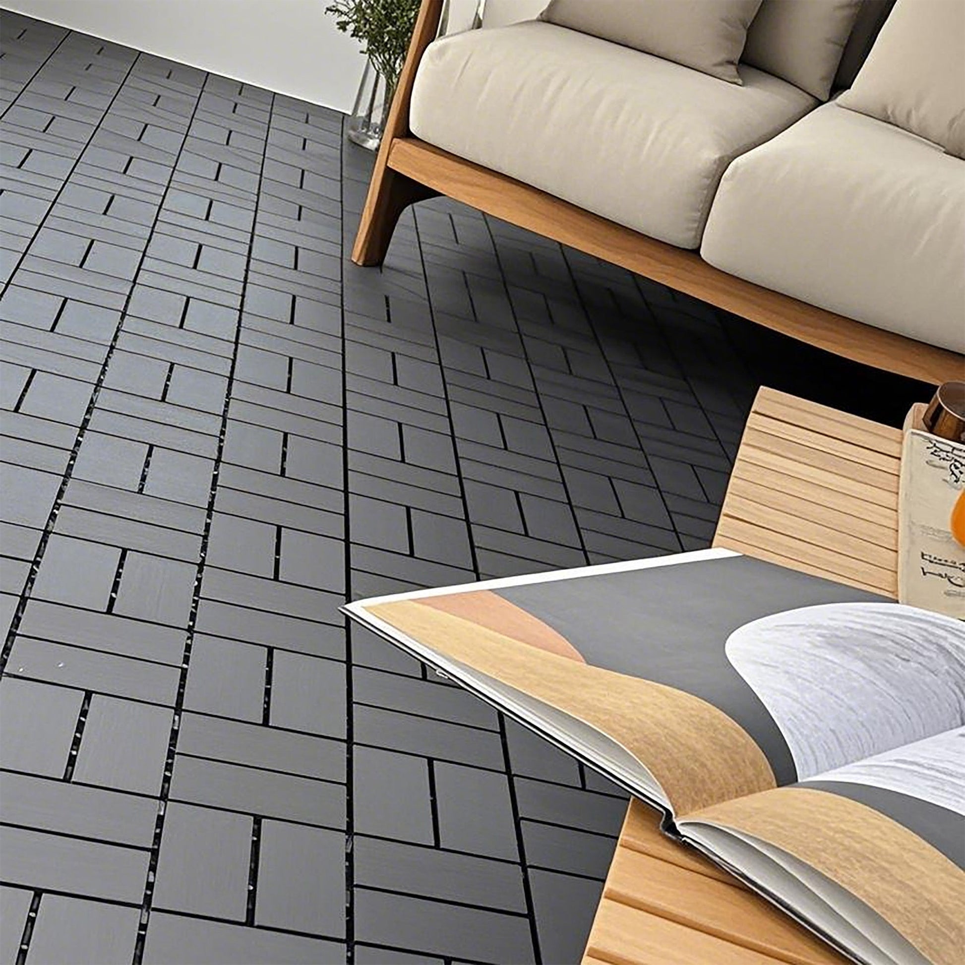 Plastic Interlocking Deck Tiles Patio Deck Tiles Waterproof Outdoor Use - Best Buy Furniture