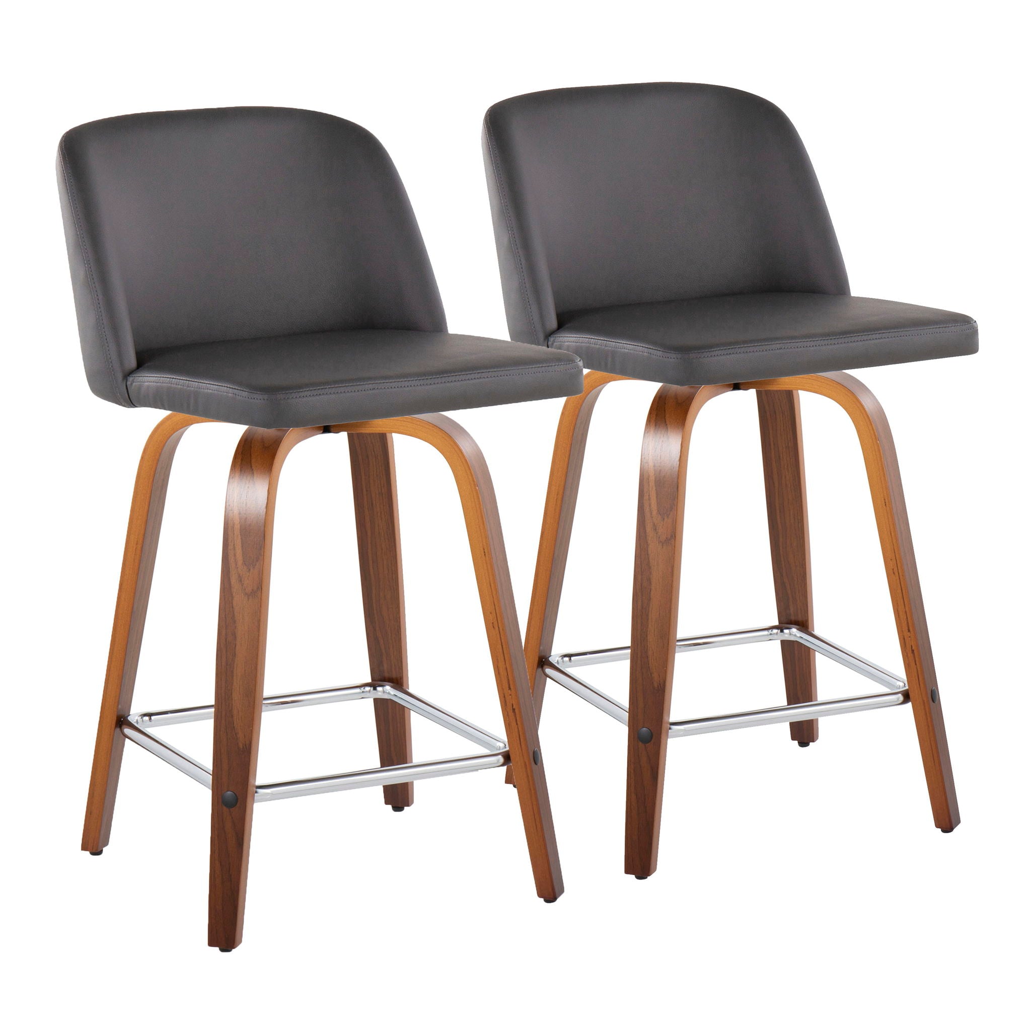 Toriano - Mid Century Modern Fixed Height Counter Stool With Swivel And Square Footrest (Set of 2) - Best Buy Furniture