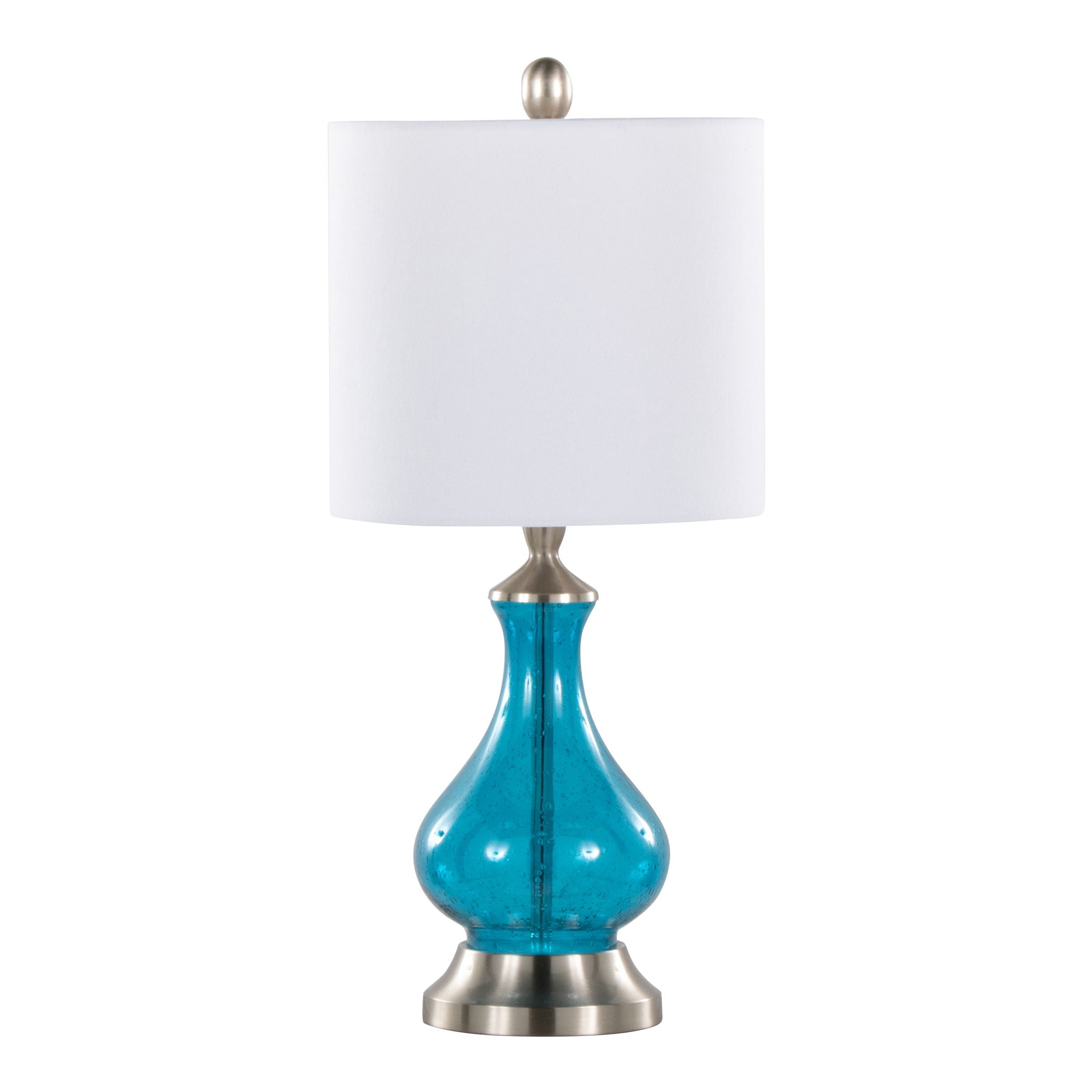 Jasmine - Contemporary Lamp - Clear Sapphire Blue Seeded / Nickel / White - Best Buy Furniture