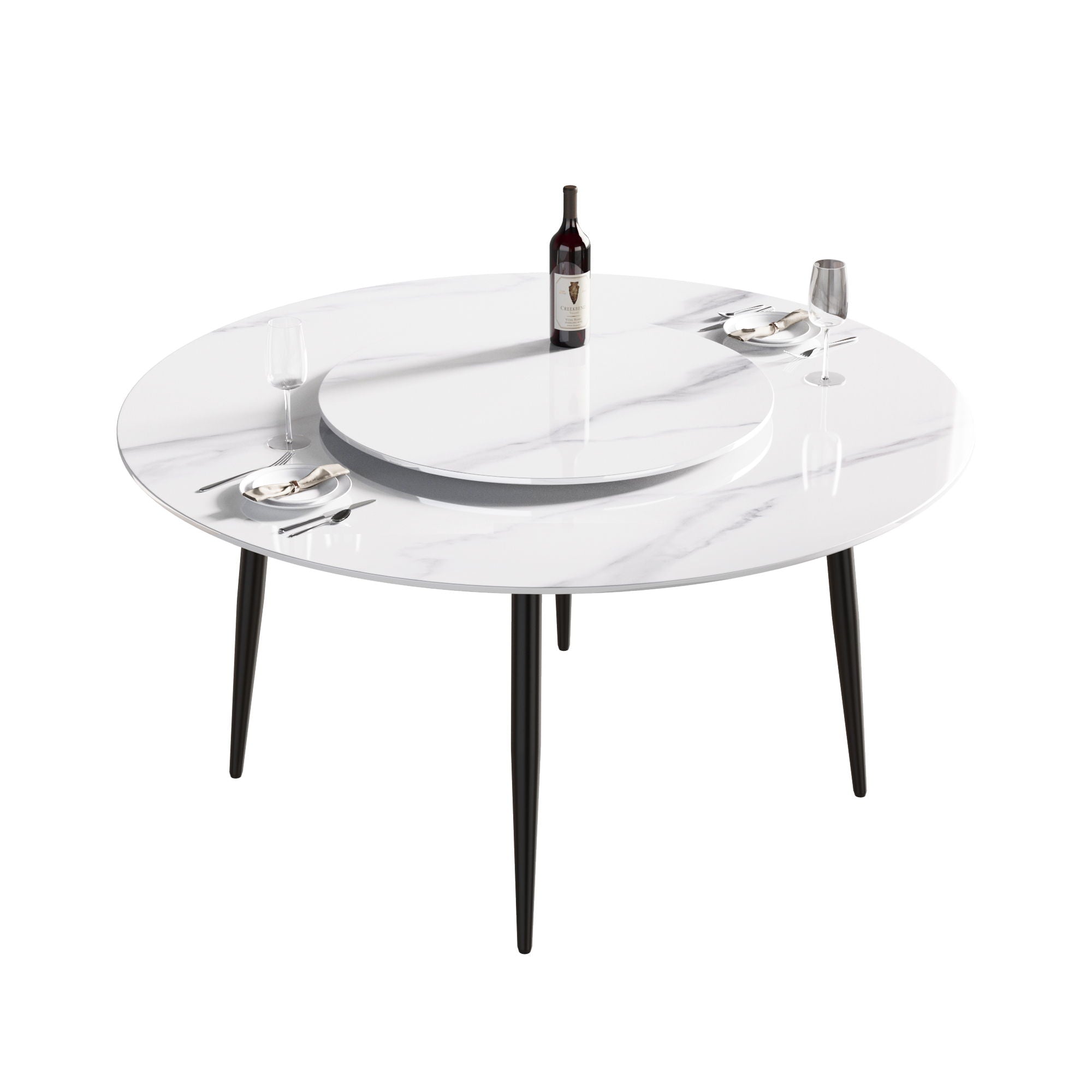 Modern Artificial Stone Round Dining Table, Can Accommodate 6 People Artificial Stone Turntable - White - Best Buy Furniture