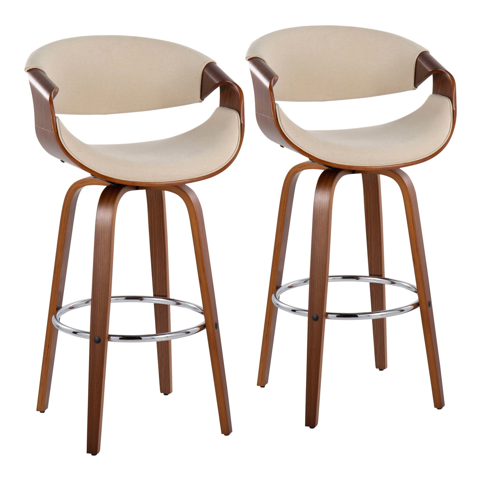 Curvini Mid - Century Modern Fixed Height Barstool With Swivel (Set of 2) - Best Buy Furniture