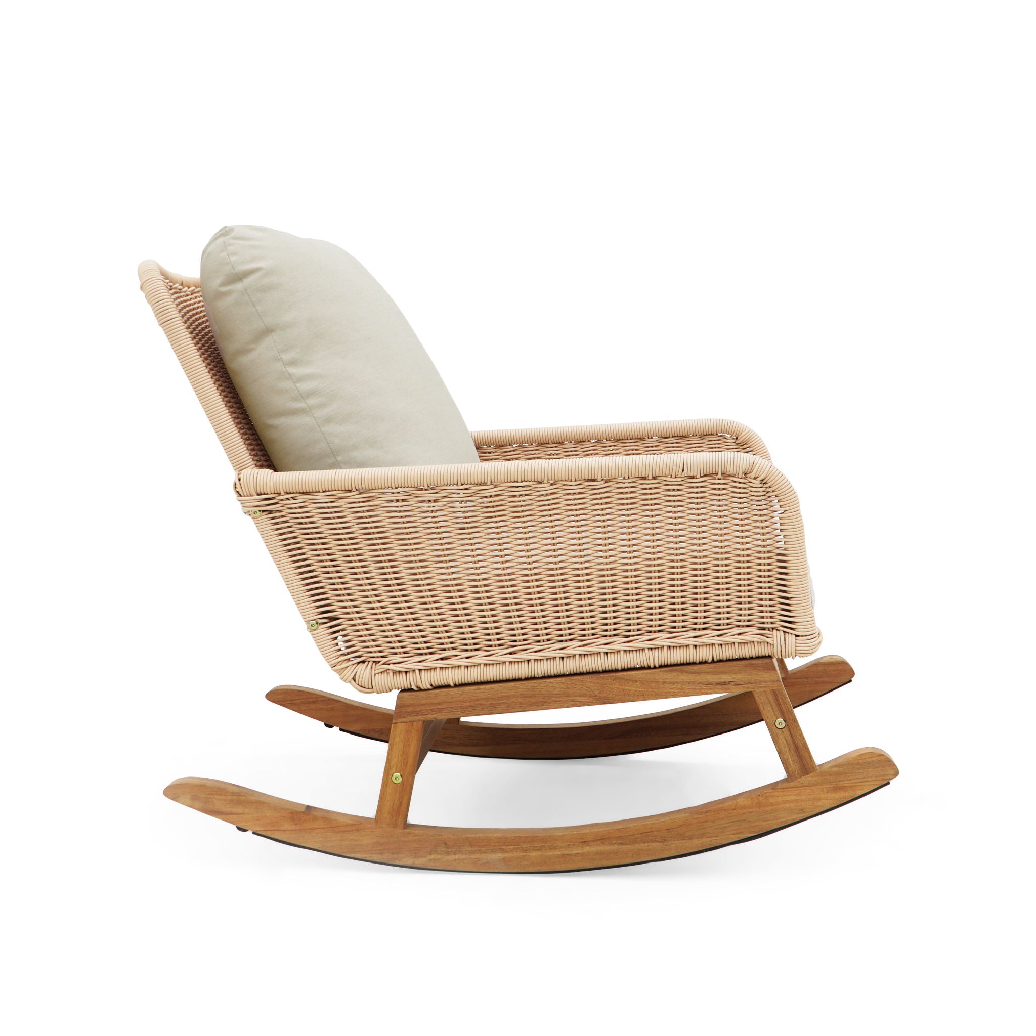 Contemporary Minimalist Wicker Rocking Chair With Soft Polyester Cushions - Best Buy Furniture