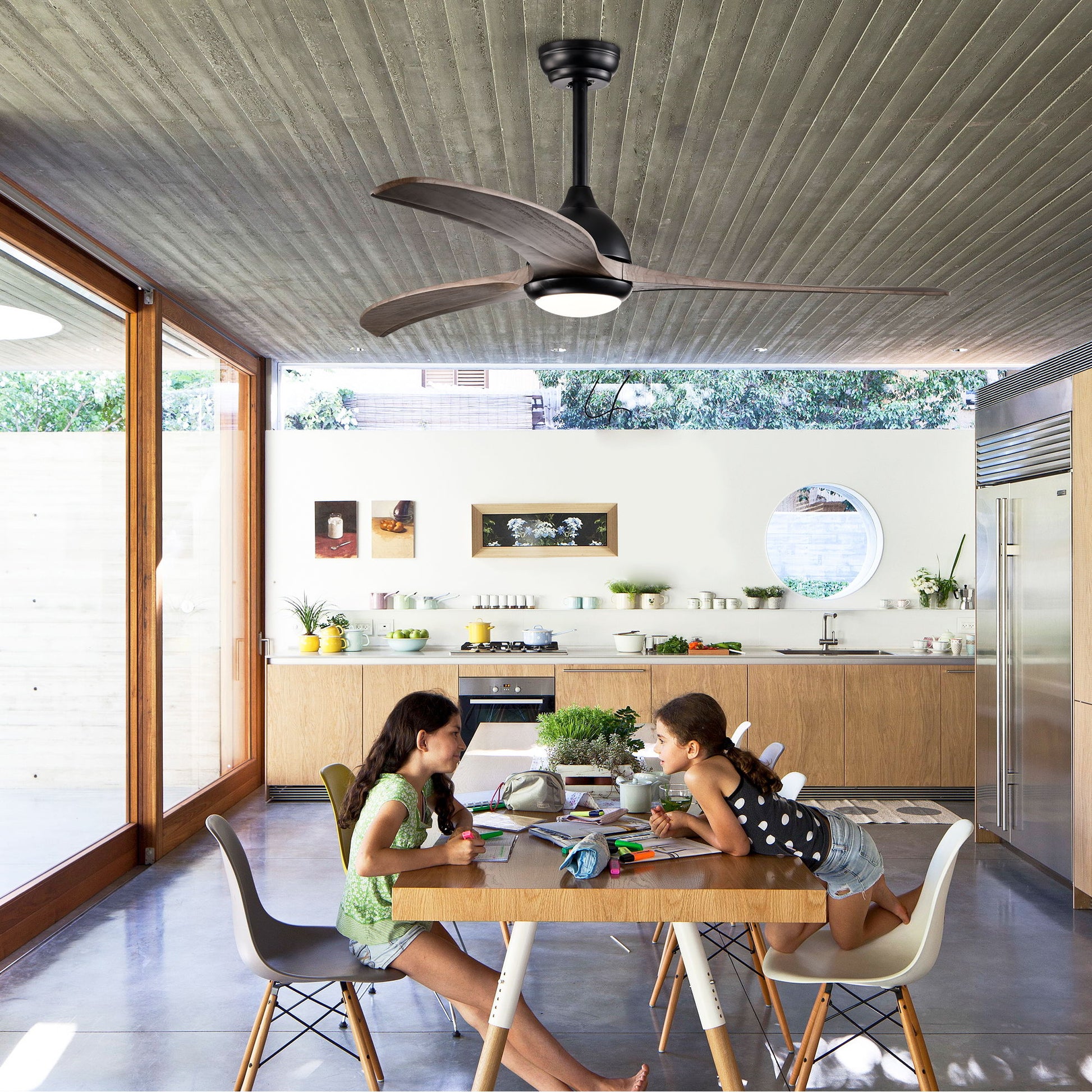 Indoor Outdoor Ceiling Fan With Light With Remote Control, Noiseless Reversible Motor, 6 Speed, 3 Color - Best Buy Furniture
