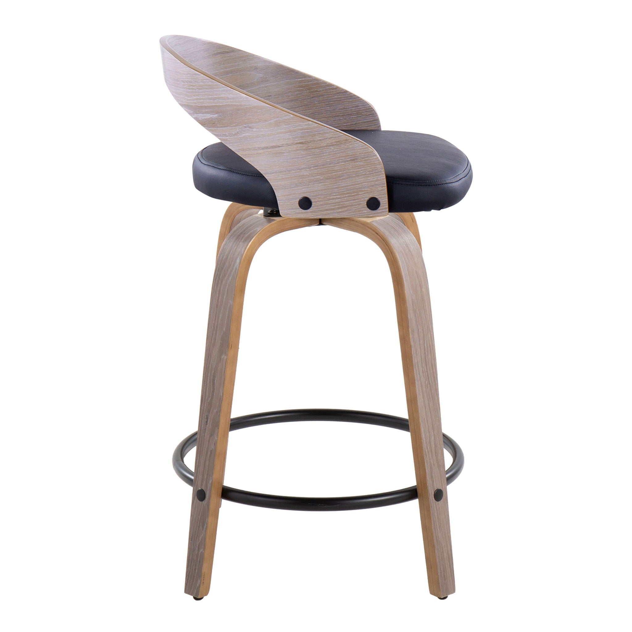 Grotto - Contemporary Fixed Height Counter Stool & Swivel With Round Footrest (Set of 2) - Best Buy Furniture
