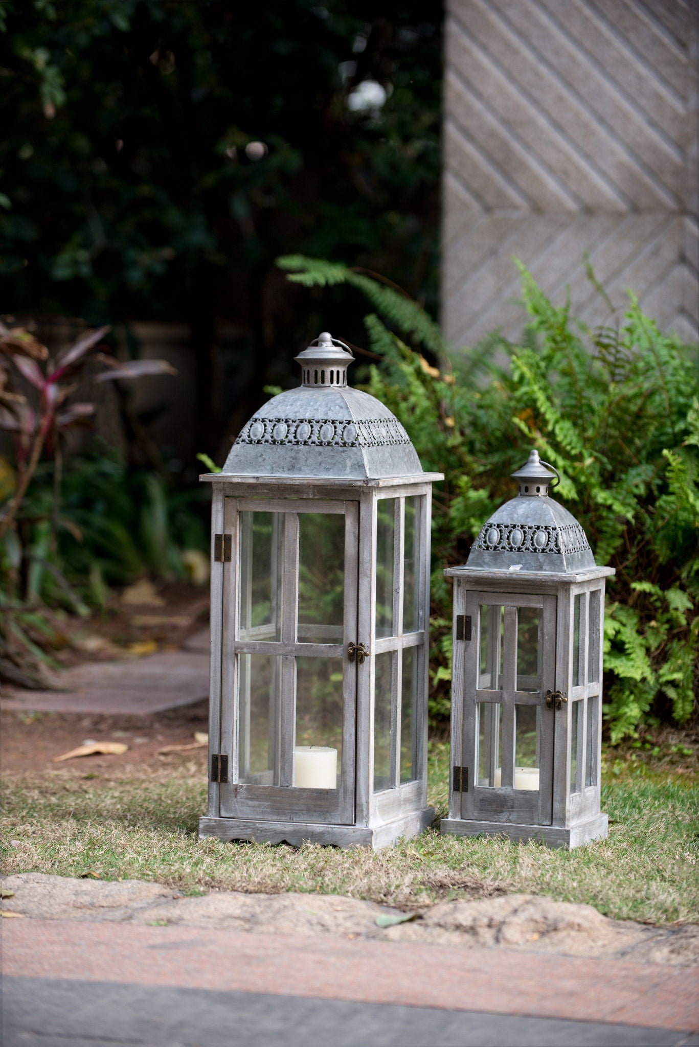 Wooden Candle Lantern Decorative, Hurricane Lantern Holder Decor For Indoor Outdoor, Home Garden Wedding - Gray - Best Buy Furniture