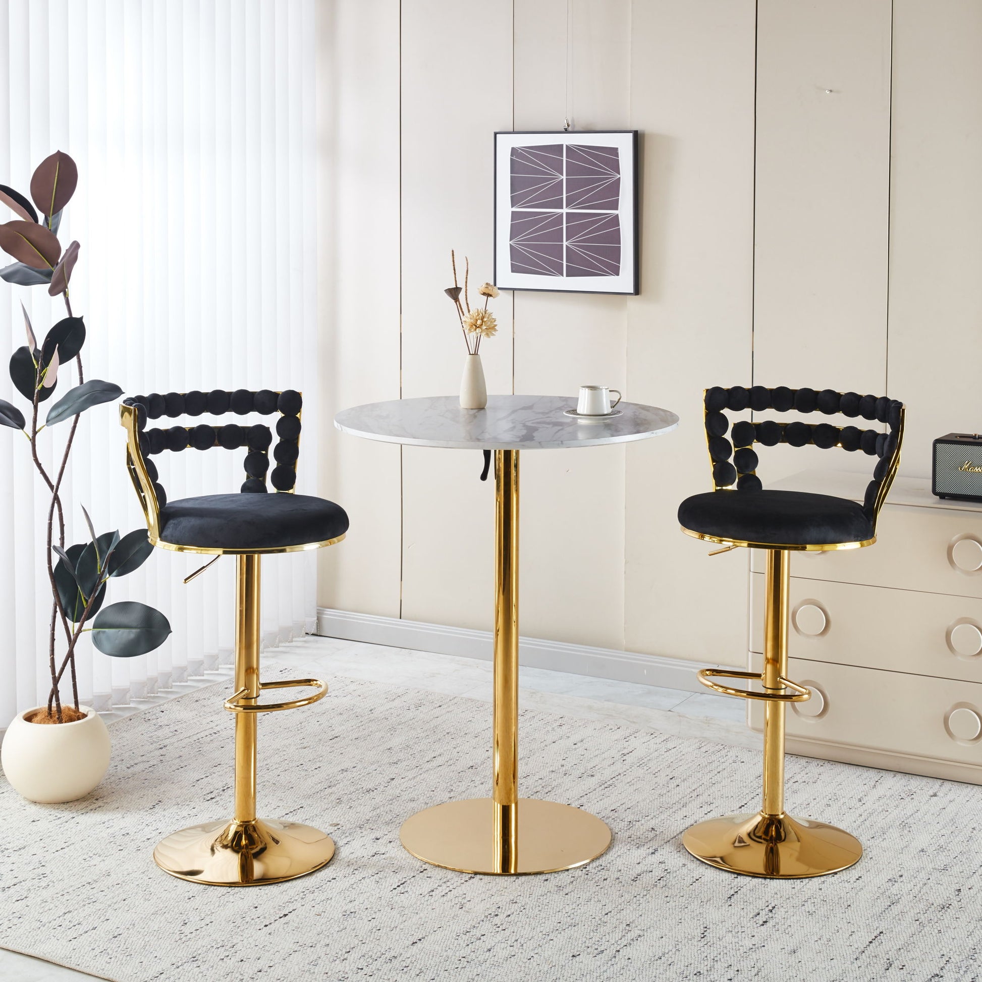 Modern Bar Chair With Iron Tube Legs, Soft Cushions And Comfortable Backrest (Set of 2) - Best Buy Furniture