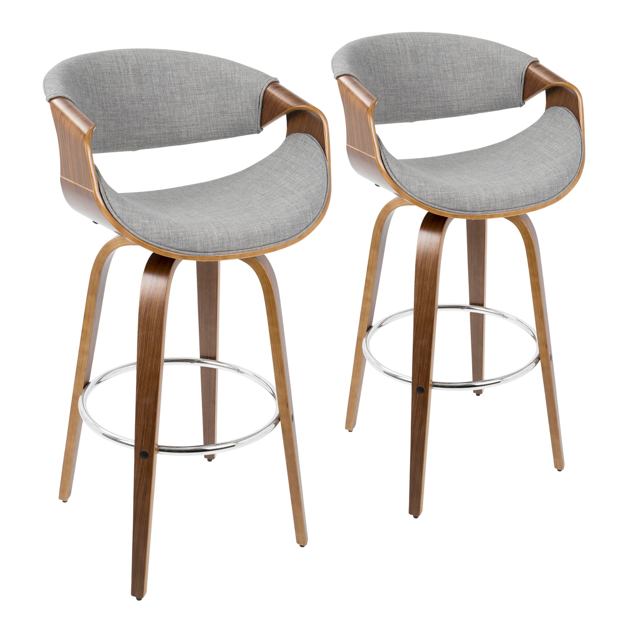 Curvini Mid - Century Modern Fixed Height Barstool With Swivel (Set of 2) - Best Buy Furniture