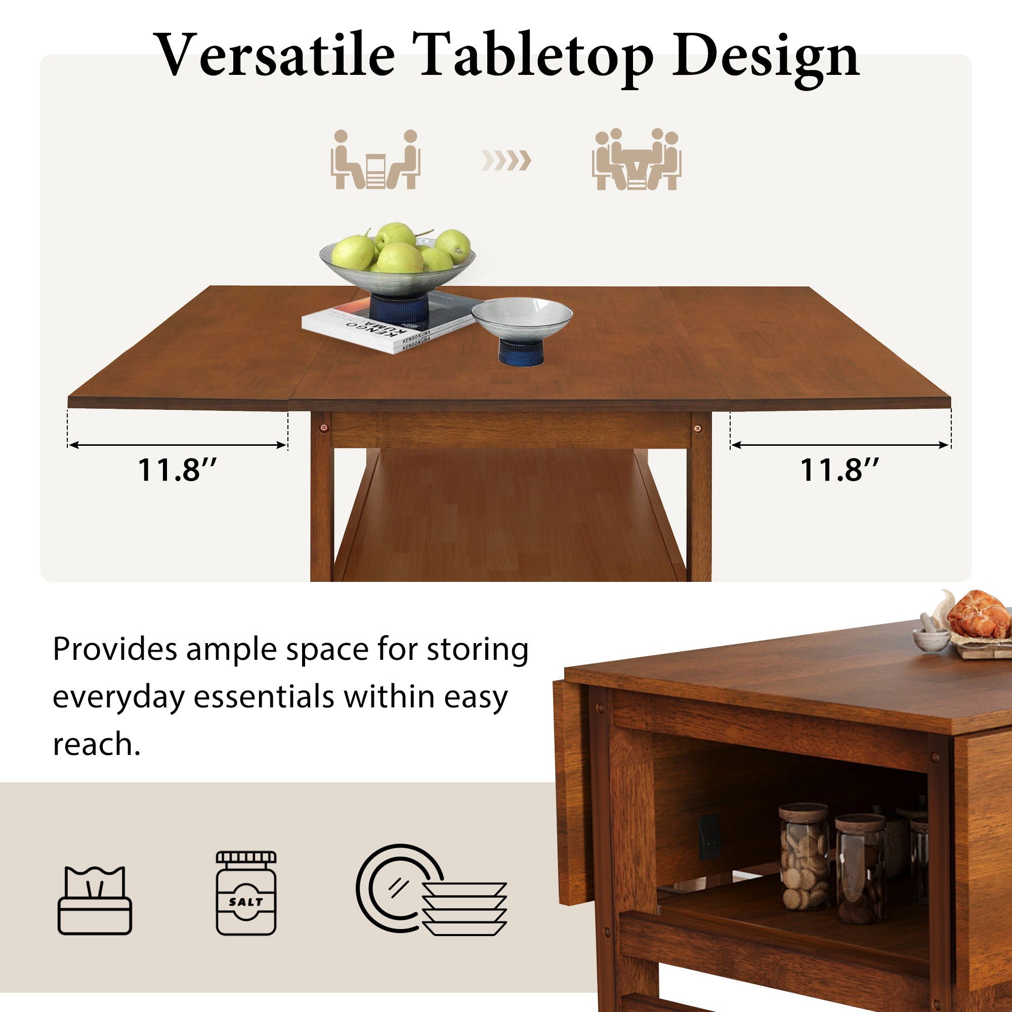 5 Piece Extendable Wood Square Dining Table Set With 2 Drop Leaves - Best Buy Furniture