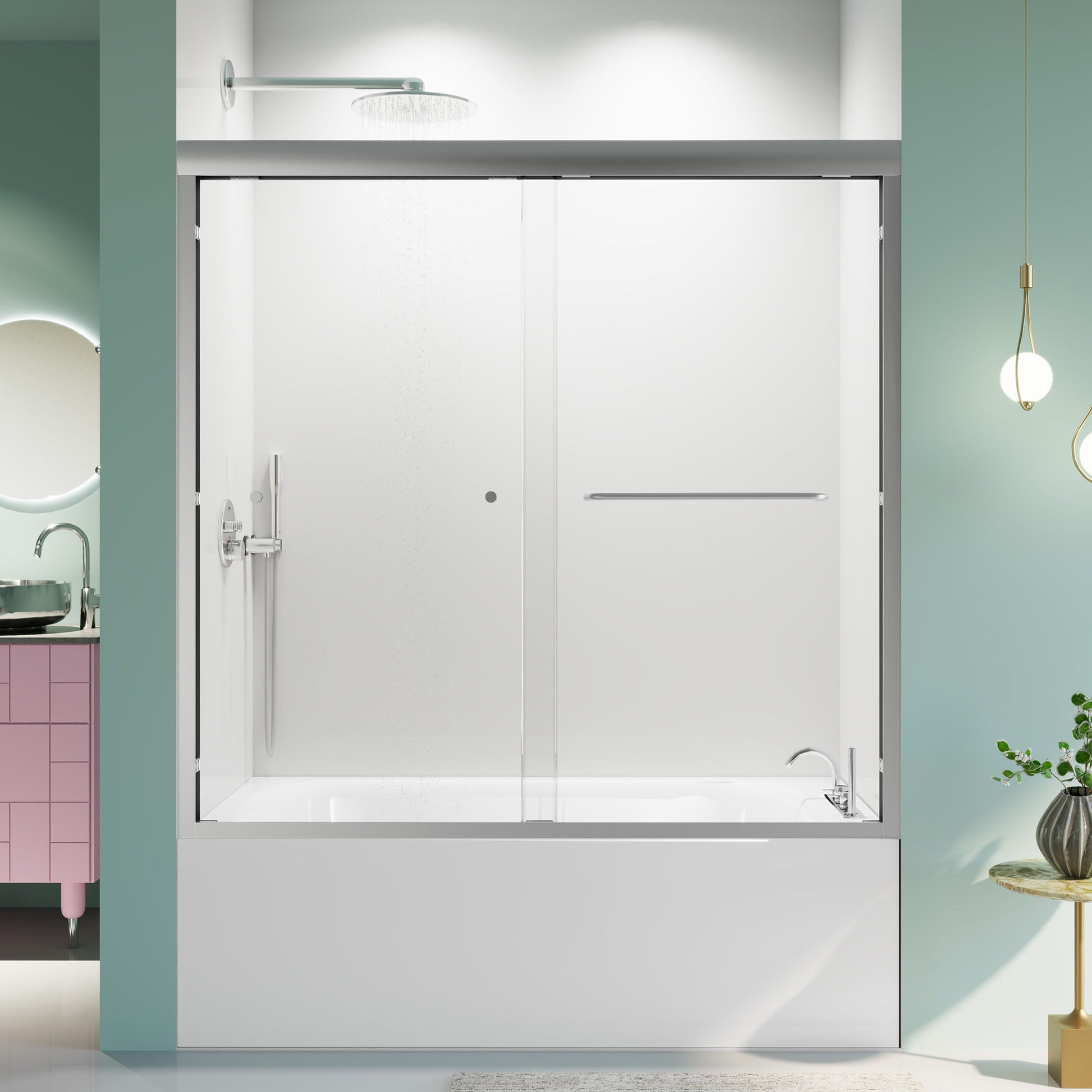 Semi-Frameless Double Sliding Shower Door, Bypass Shower Door, 1 / 4" (6Mm) Thick SGCC Tempered Glass Door - Best Buy Furniture