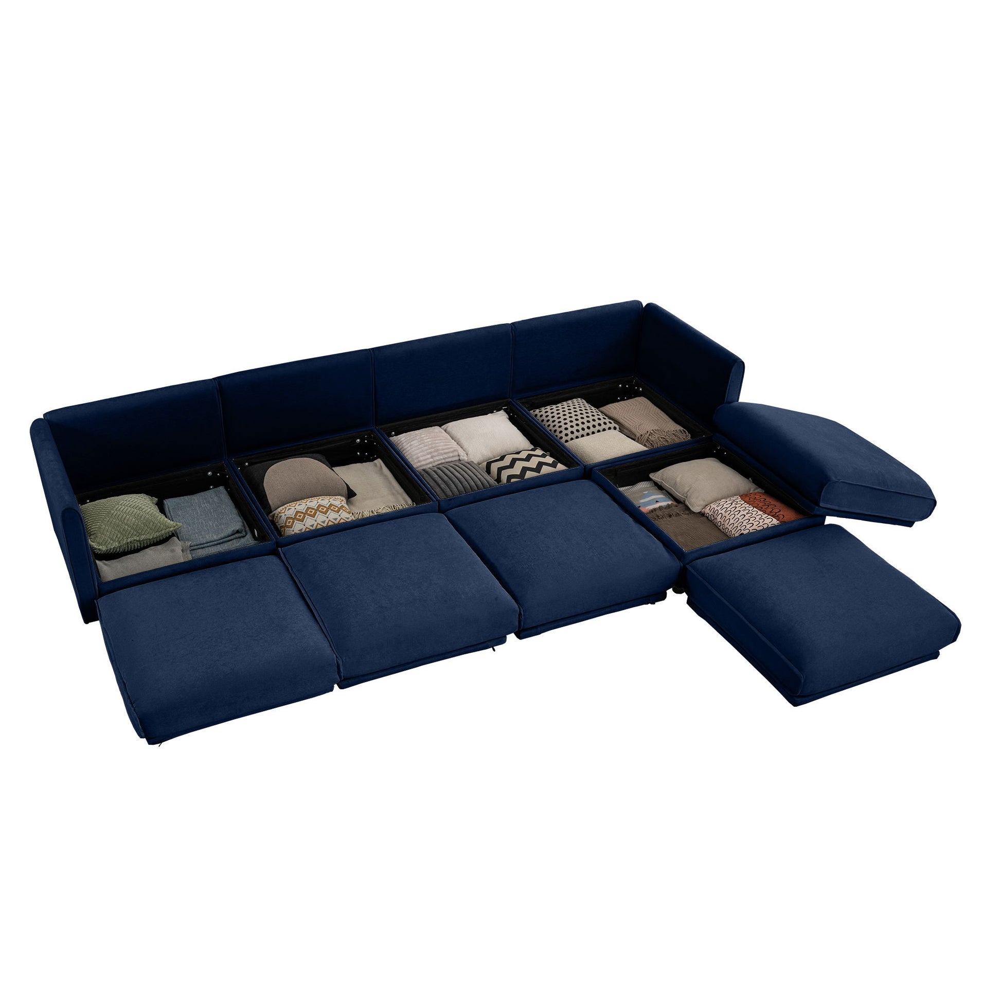 Contemporary Elegant White Chenille Sofa With Storage And Ottoman - Best Buy Furniture