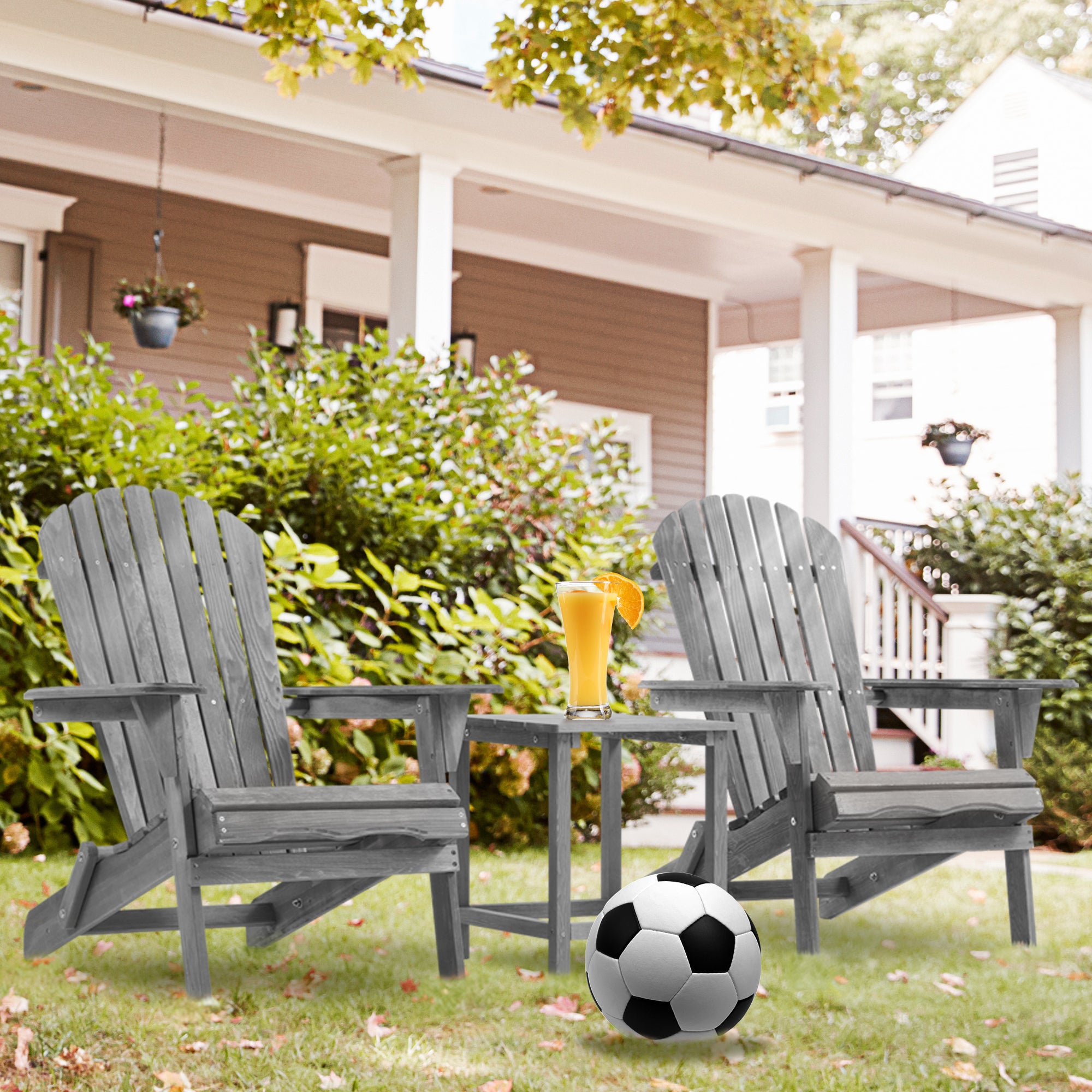 Classic Gray Cedar Wood Lounge Patio Chair Set of 2 for Garden and Outdoor Use - Best Buy Furniture