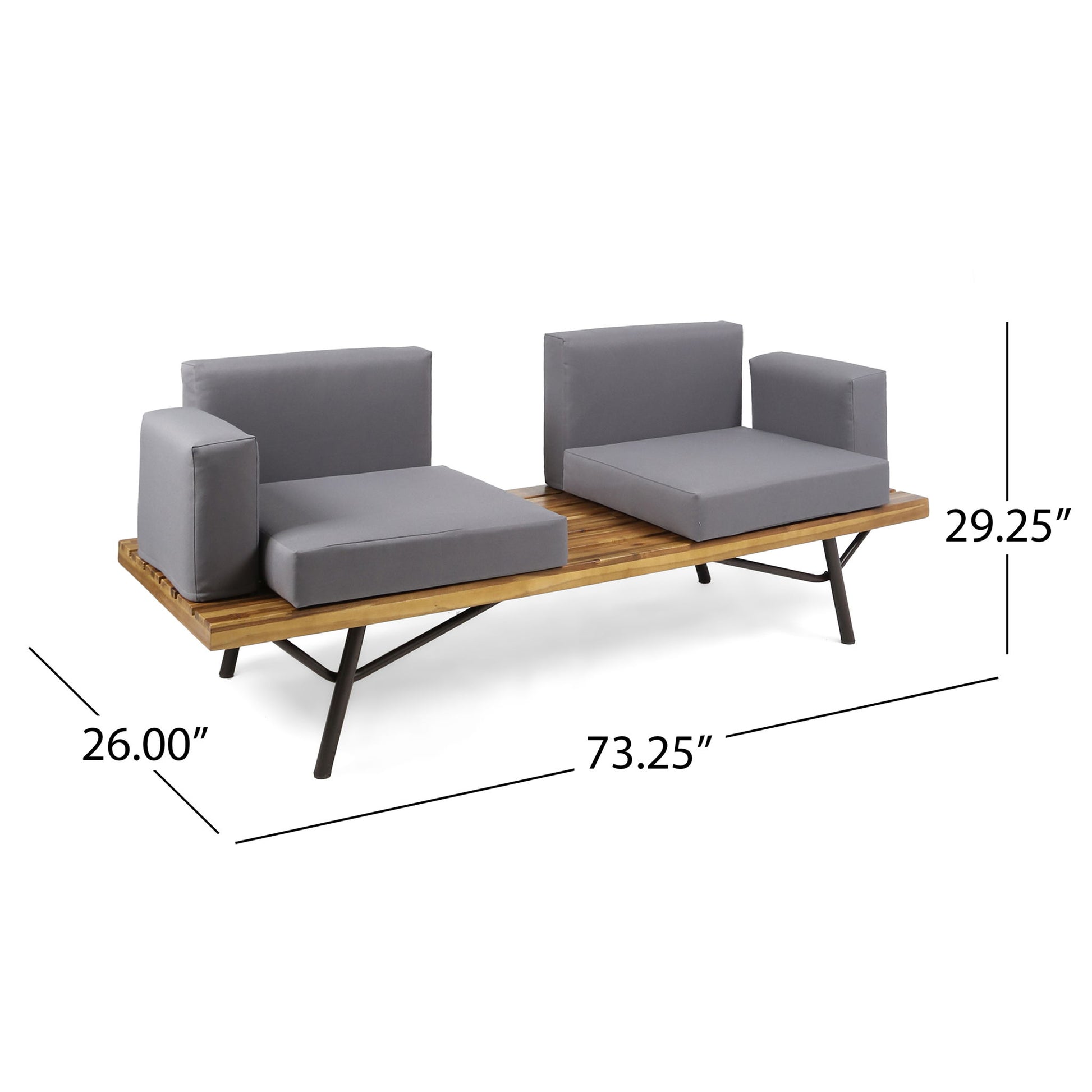 Outdoor Sofa With Cushions And Iron Legs - Dark Gray - Best Buy Furniture